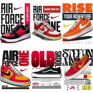 15 Sneakers Brands Designs Bundle PNG AI PDF