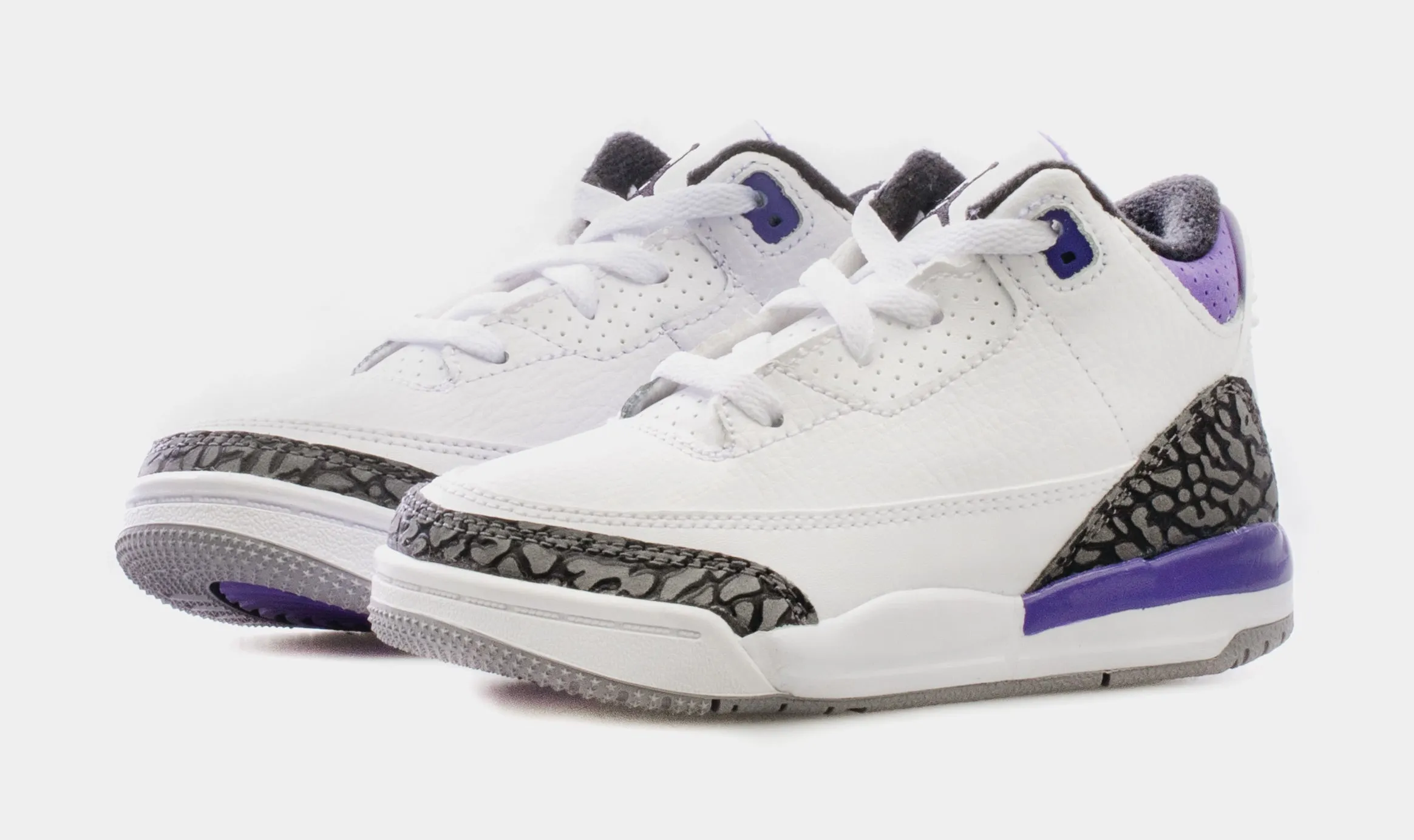 Air Jordan 3 Retro Dark Iris Infant Toddler Lifestyle Shoes (White/Purple) Free Shipping