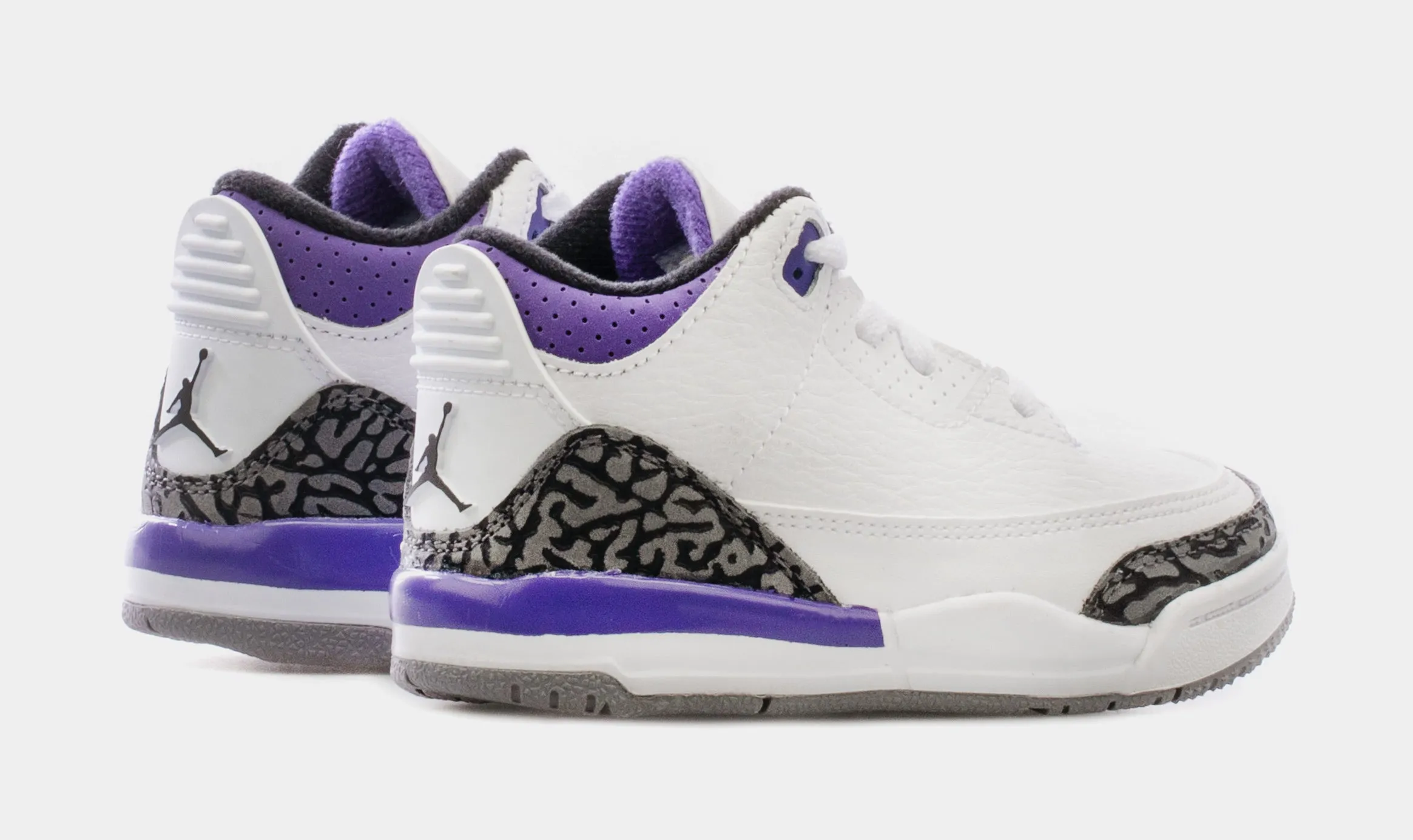 Air Jordan 3 Retro Dark Iris Infant Toddler Lifestyle Shoes (White/Purple) Free Shipping