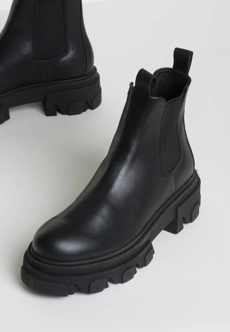 Asta Black Leather Chelsea Boots