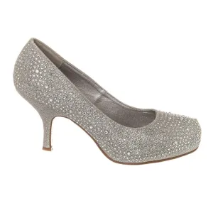 Atria Diamante Medium Heel Round Toe Concealed Platform Court Shoe