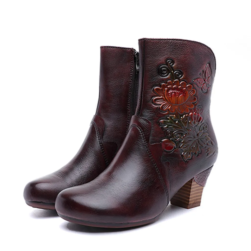 Autumn Winter Leather Retro Women's Boots | Gift Shoes