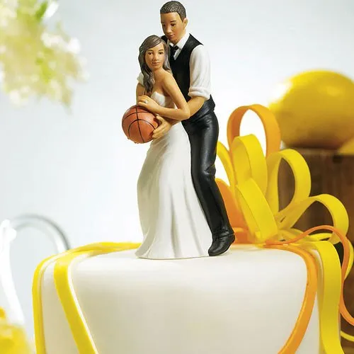 Basketball Dream Team Bride and Groom Couple Figurine - African American