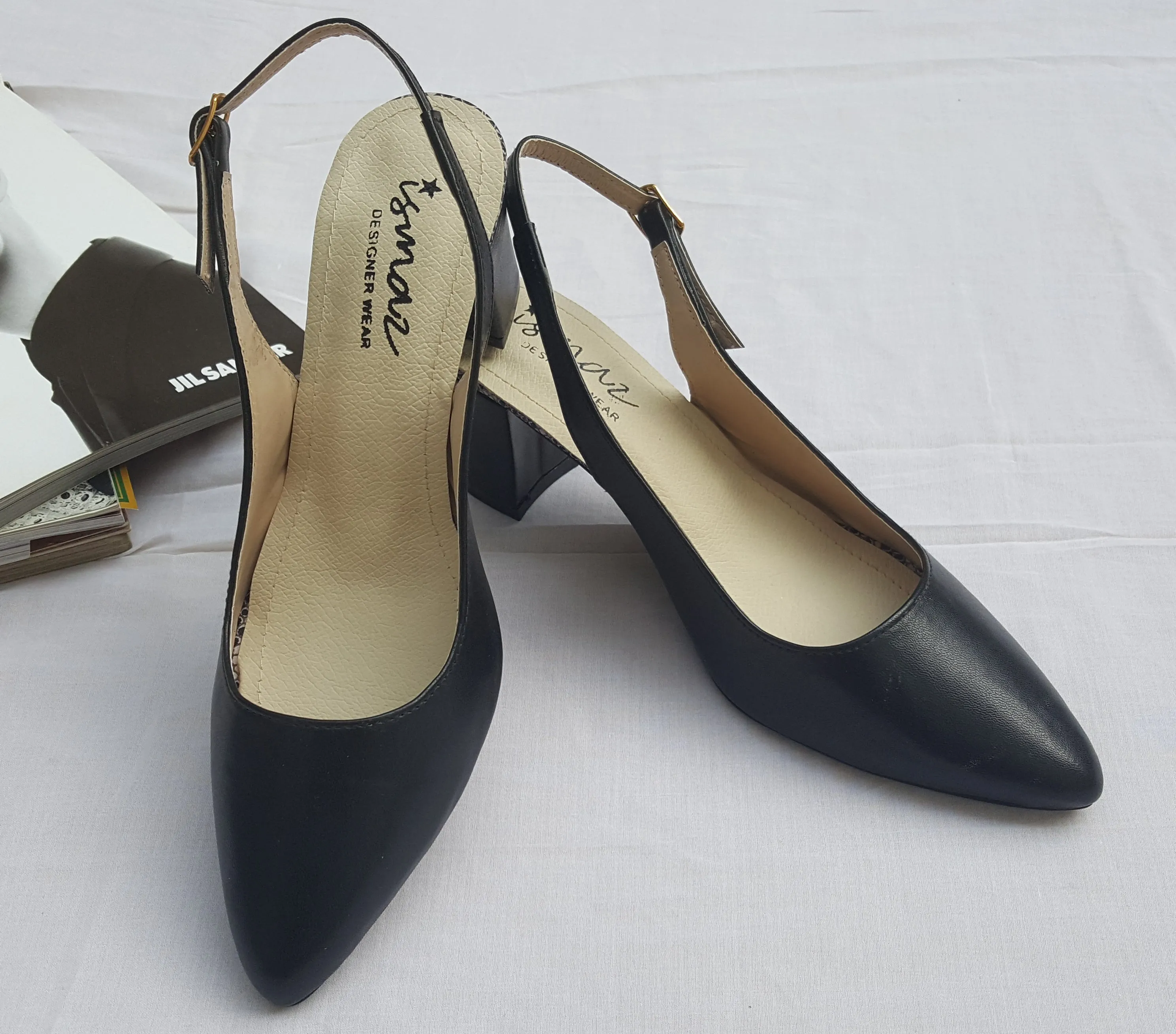 Black & Warm Taupe Court Shoes