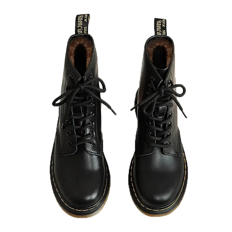 British Style Velvet Marten Boots Black | 35-43