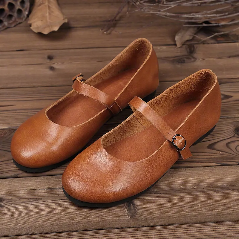 Buckle Handmade Retro Flats | Gift Shoes