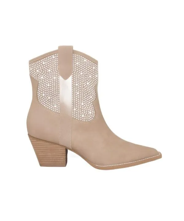 Cannes - Pearl Studded Western Boots