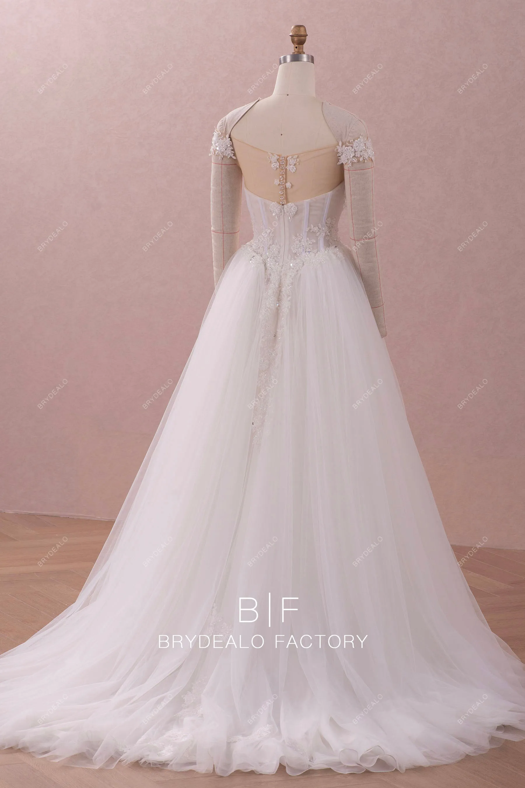 Cap Sleeve Beaded Lace Puffy A-line Wedding Dress