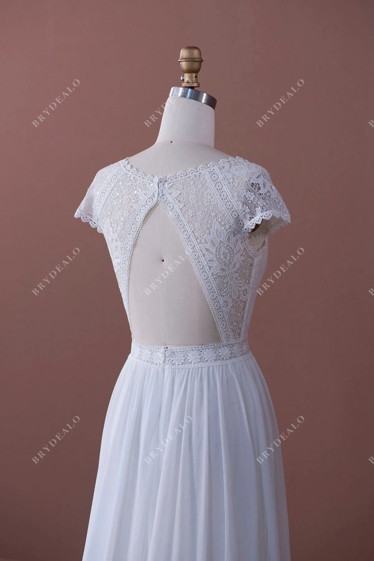 Cap Sleeve Chiffon A-line Wedding Dress