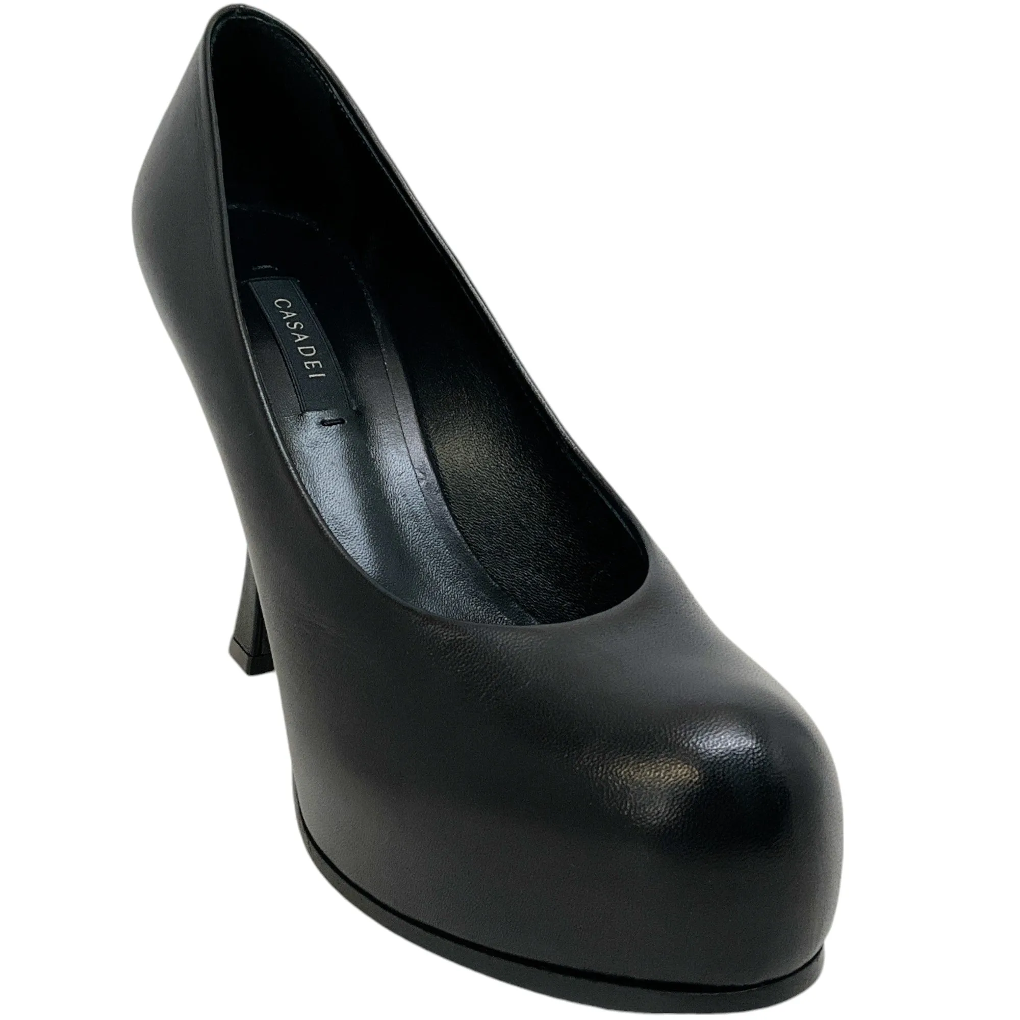 Casadei Black Leather Minorca Platform Pumps