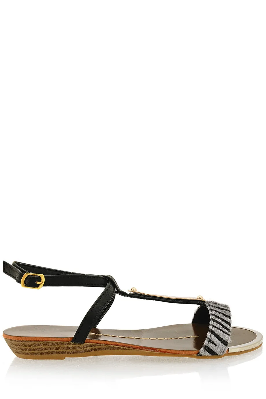 CEBRA Black Animal Print Sandals