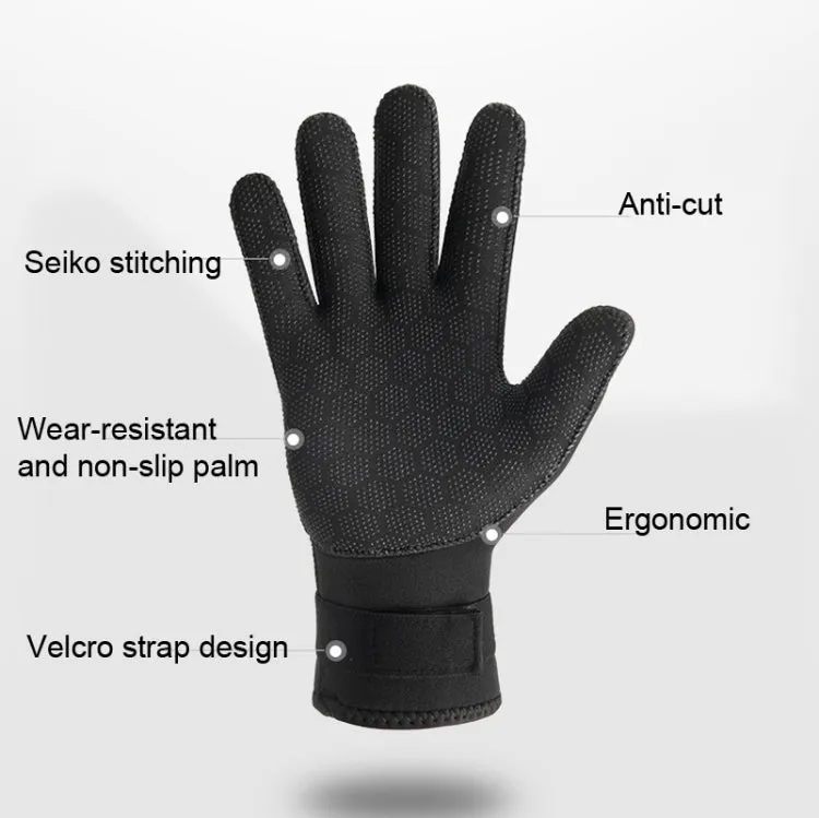 DIVESTAR Diving Gloves Cut & Stab Resistant Sports Gloves, Model: 5mm, Size: L