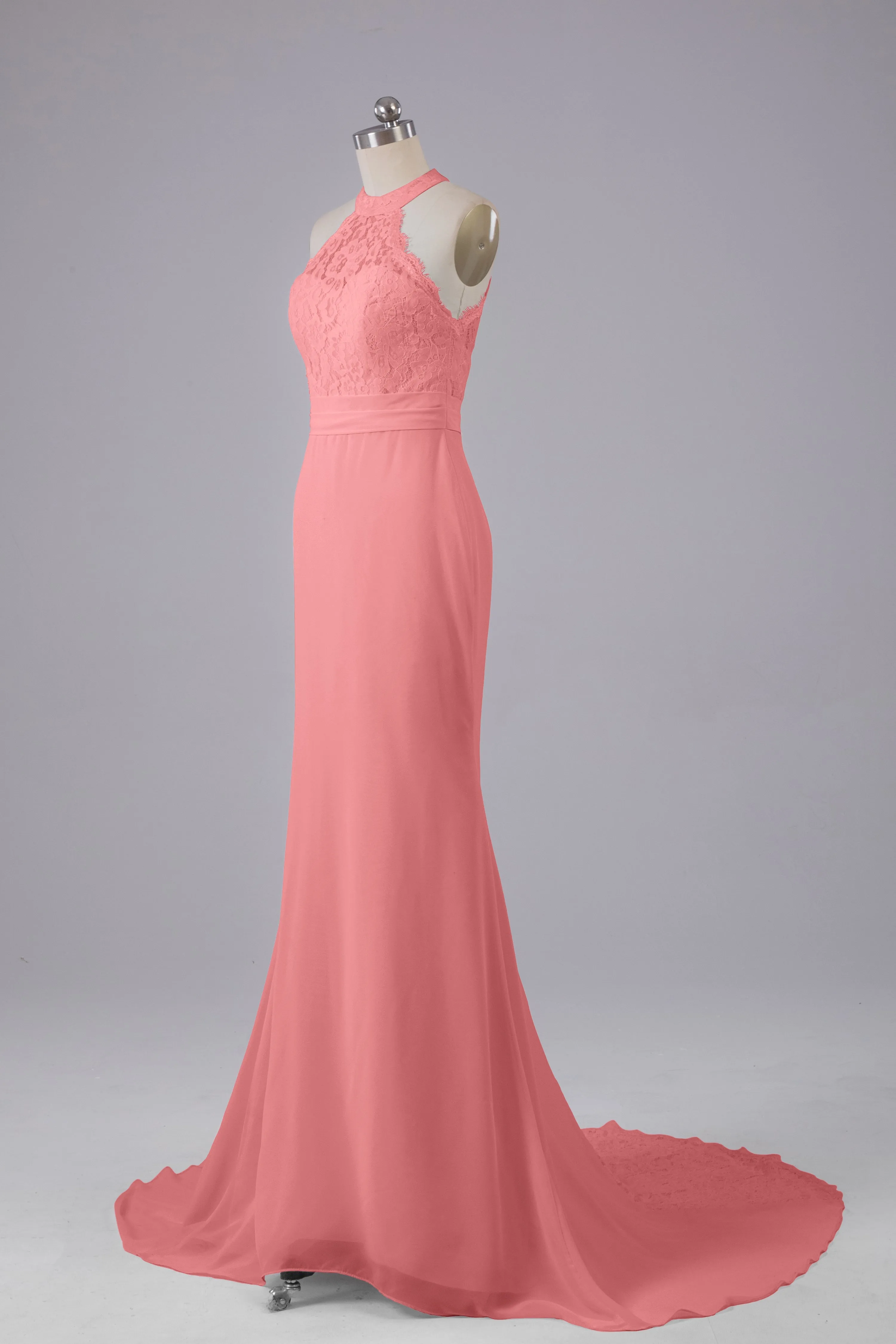 Elegant Halter Court Train Bridesmaid Dresses