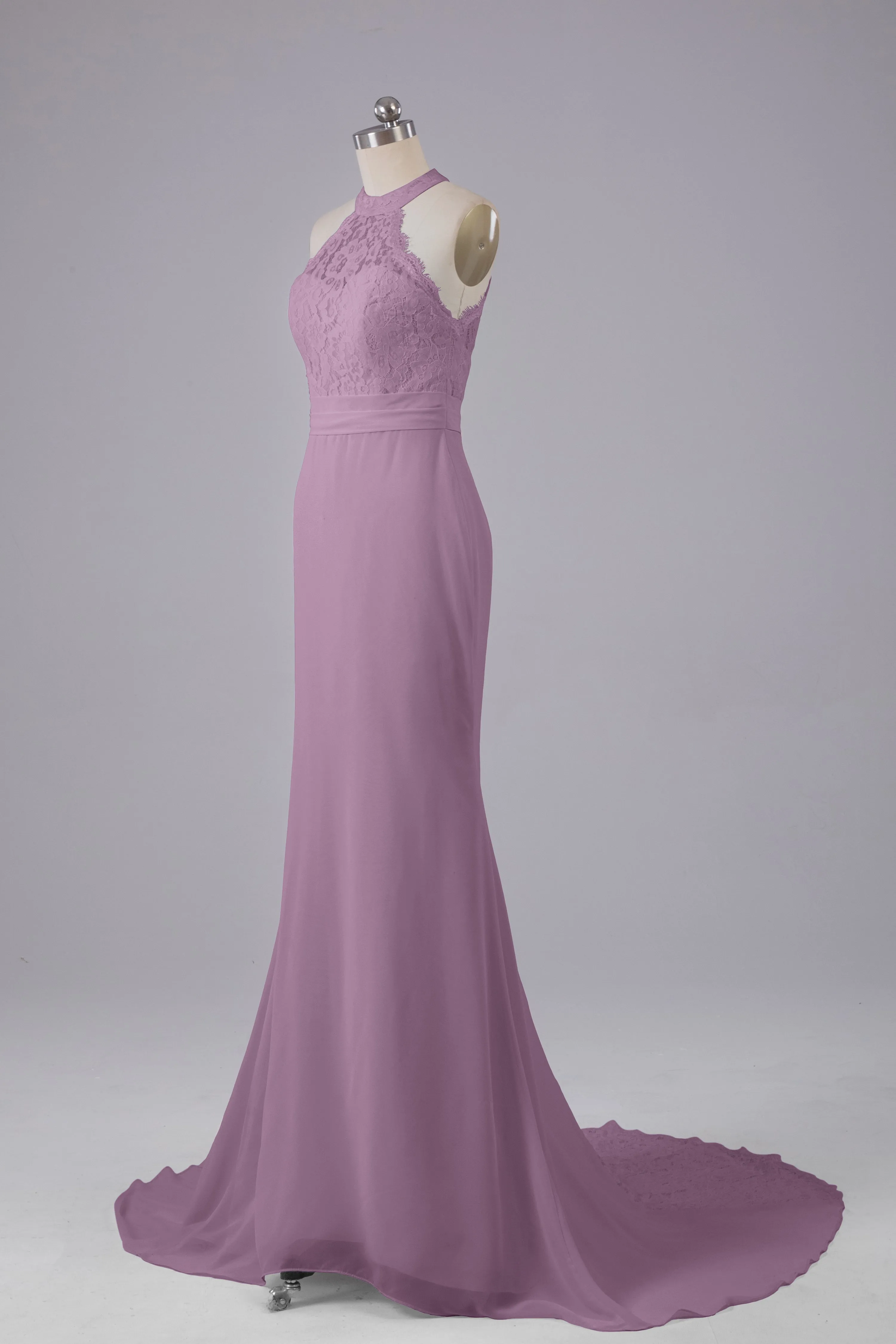 Elegant Halter Court Train Bridesmaid Dresses