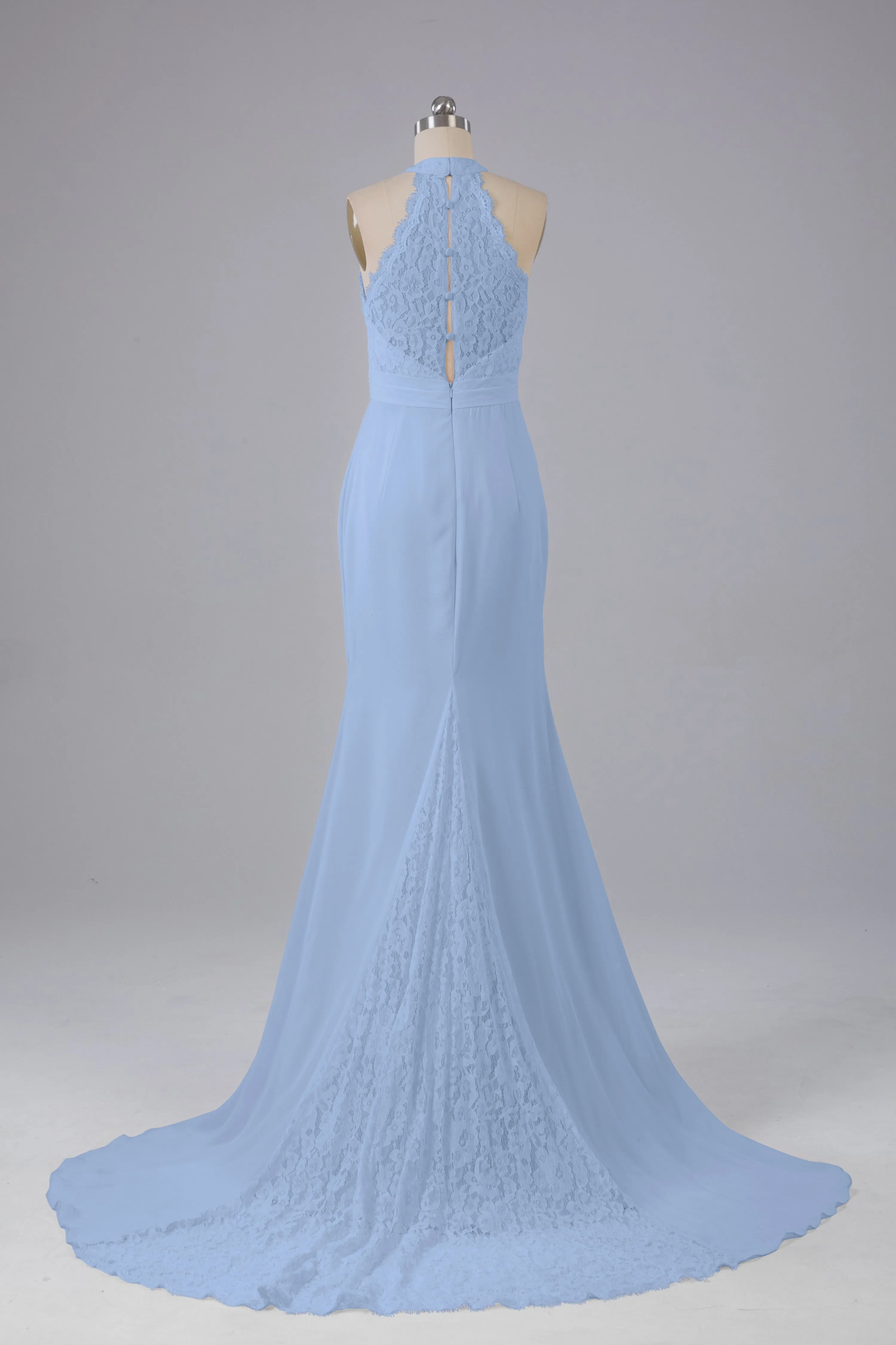 Elegant Halter Court Train Bridesmaid Dresses