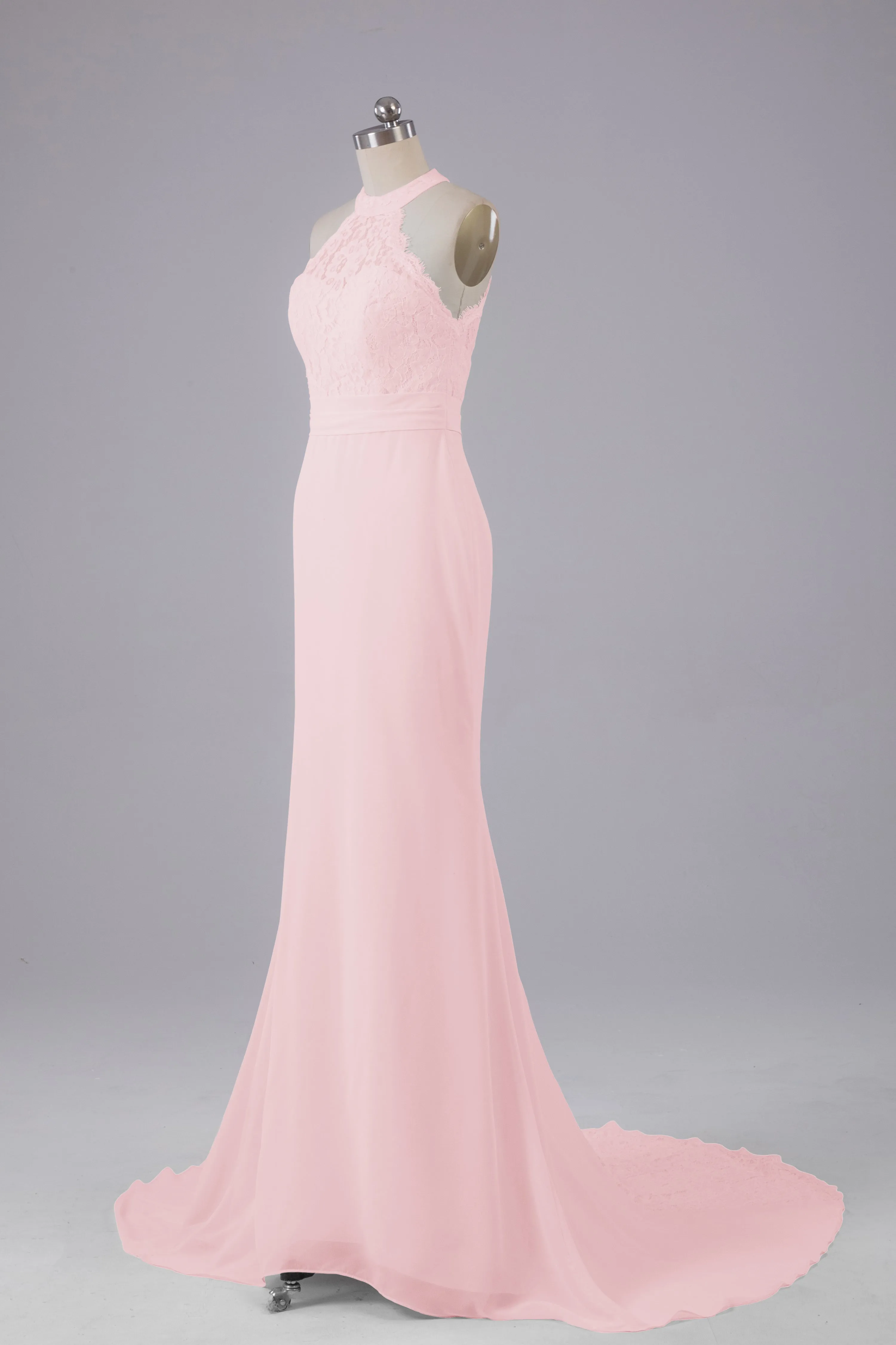 Elegant Halter Court Train Bridesmaid Dresses