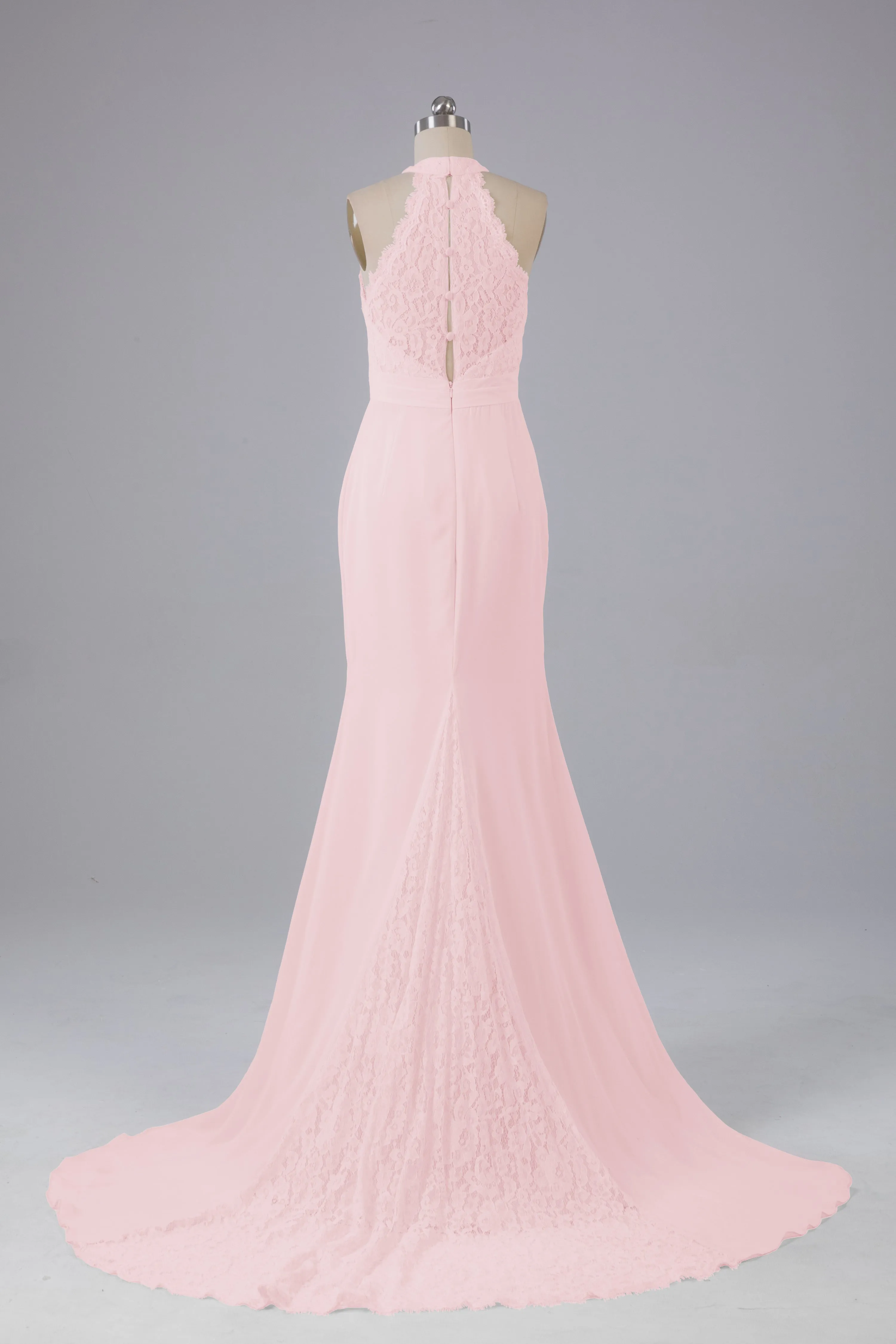 Elegant Halter Court Train Bridesmaid Dresses