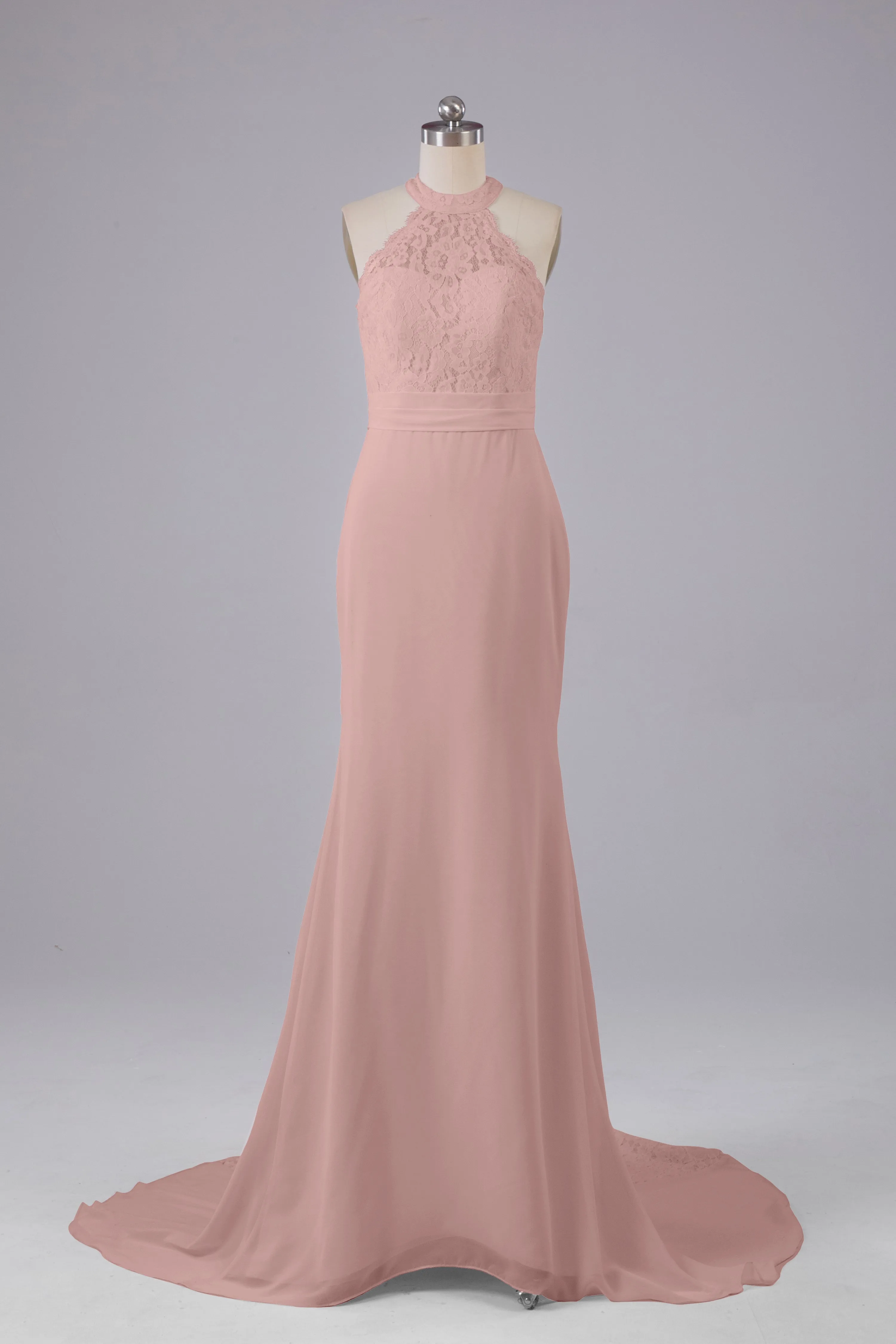 Elegant Halter Court Train Bridesmaid Dresses