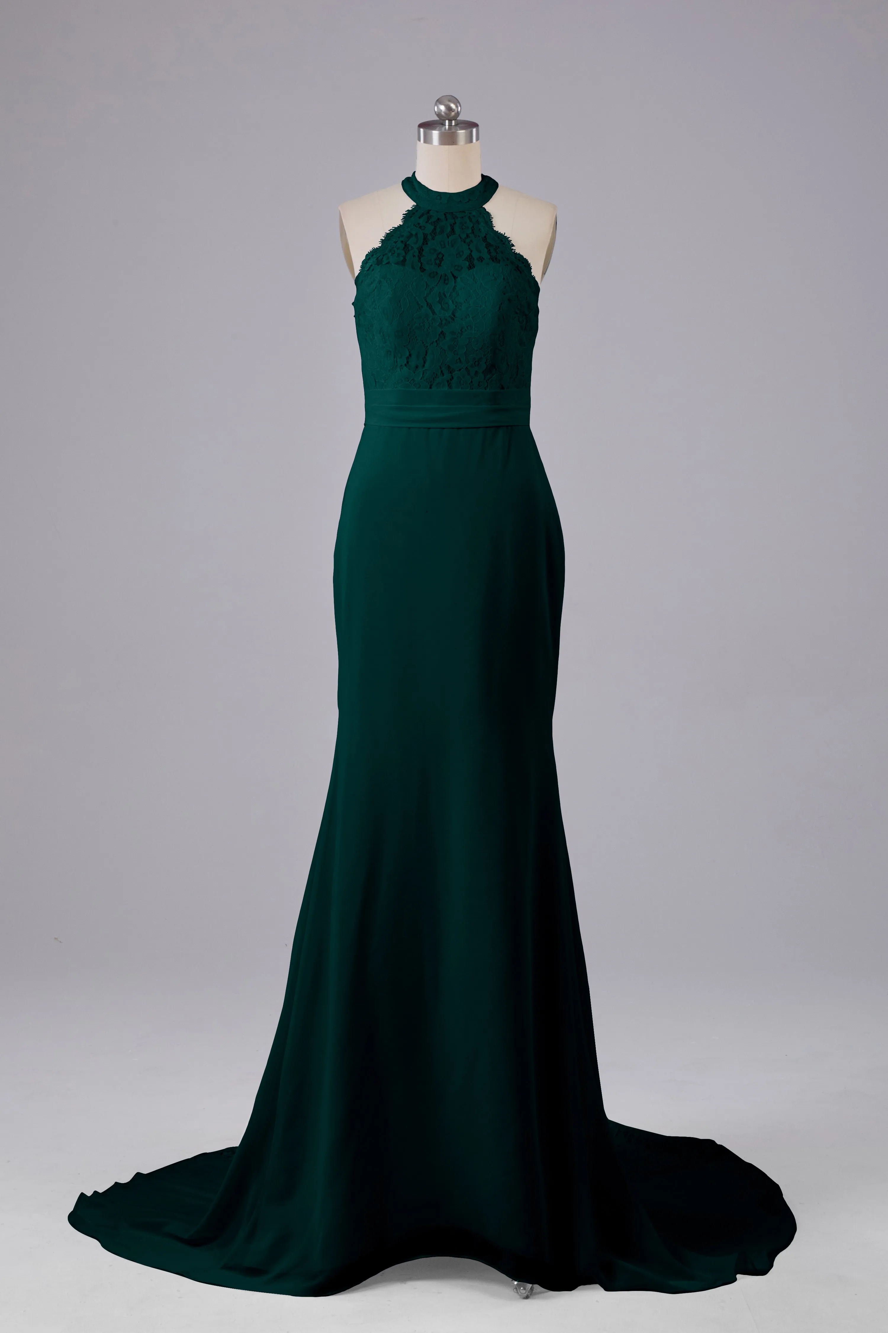 Elegant Halter Court Train Bridesmaid Dresses