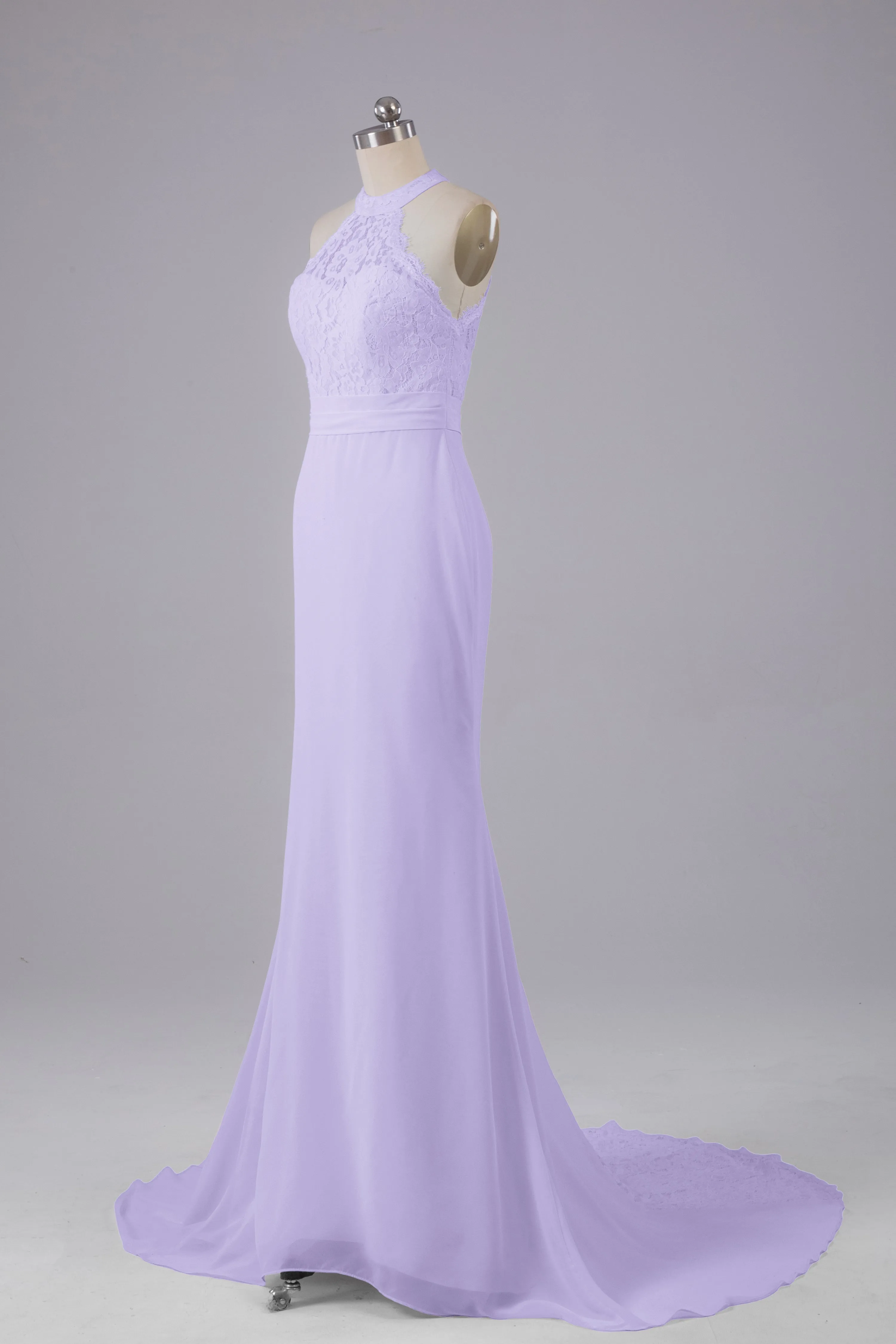 Elegant Halter Court Train Bridesmaid Dresses