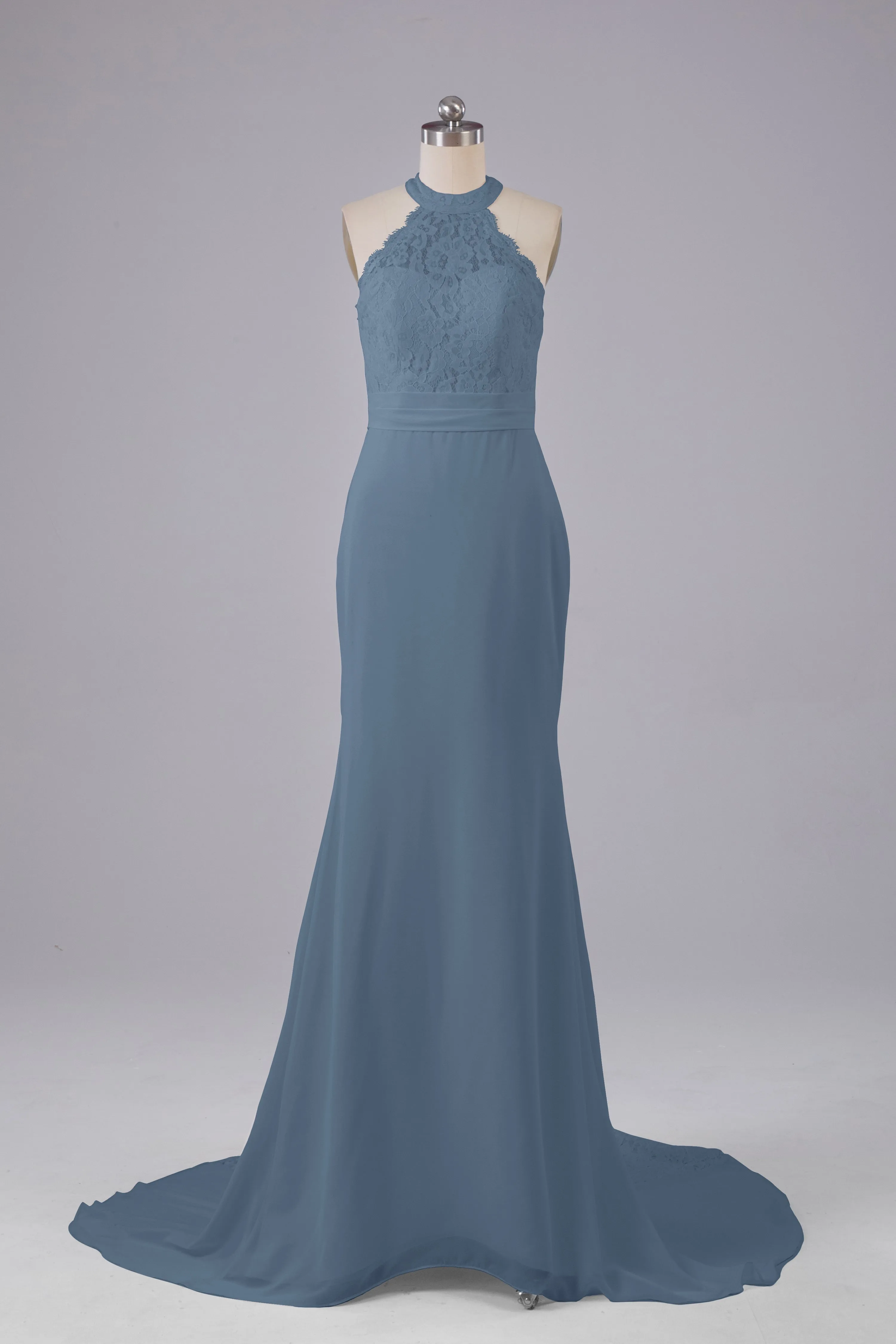 Elegant Halter Court Train Bridesmaid Dresses