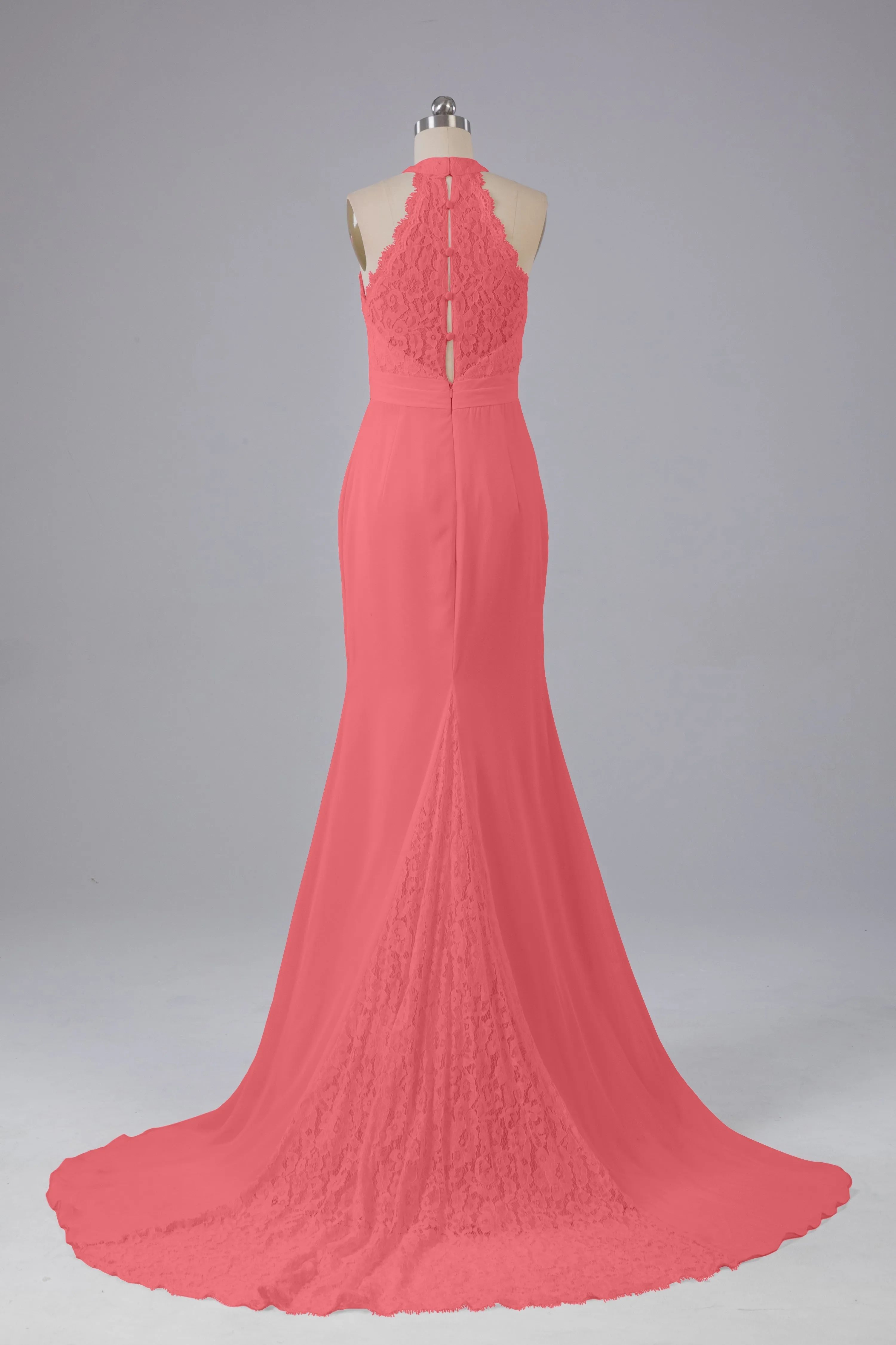 Elegant Halter Court Train Bridesmaid Dresses