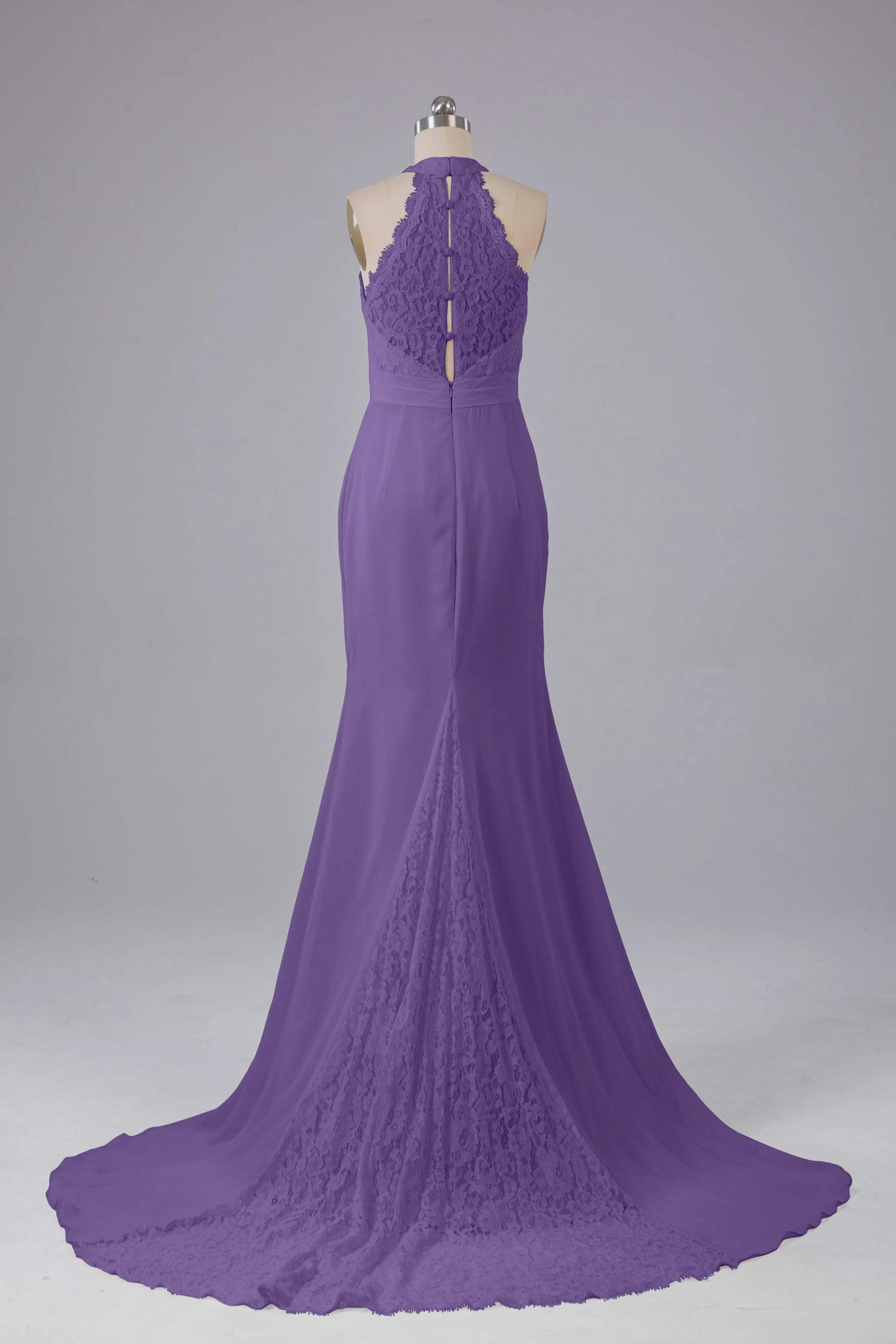 Elegant Halter Court Train Bridesmaid Dresses