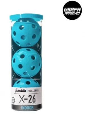 Franklin X-26 Pickleballs Indoor 3-Pack [Blue]