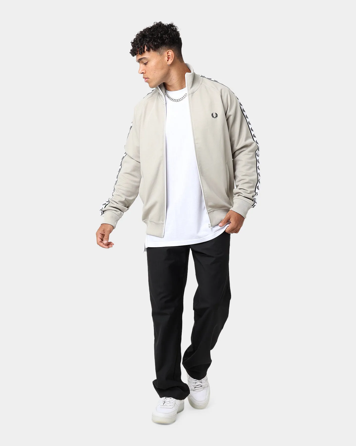 Fred Perry Taped Track Jacket Light Oyster