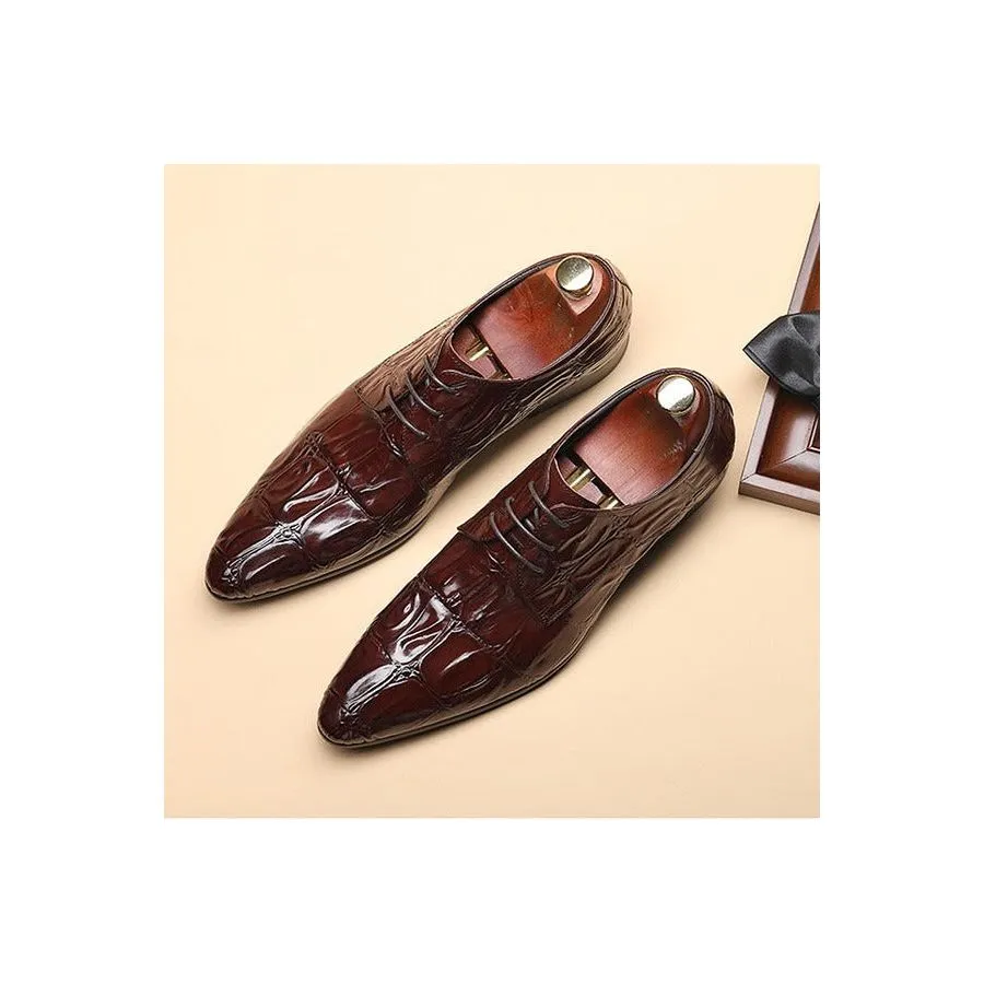 GatorLuxe Exquisite Lace-Up Pointed Toe Brogue Dress Shoes