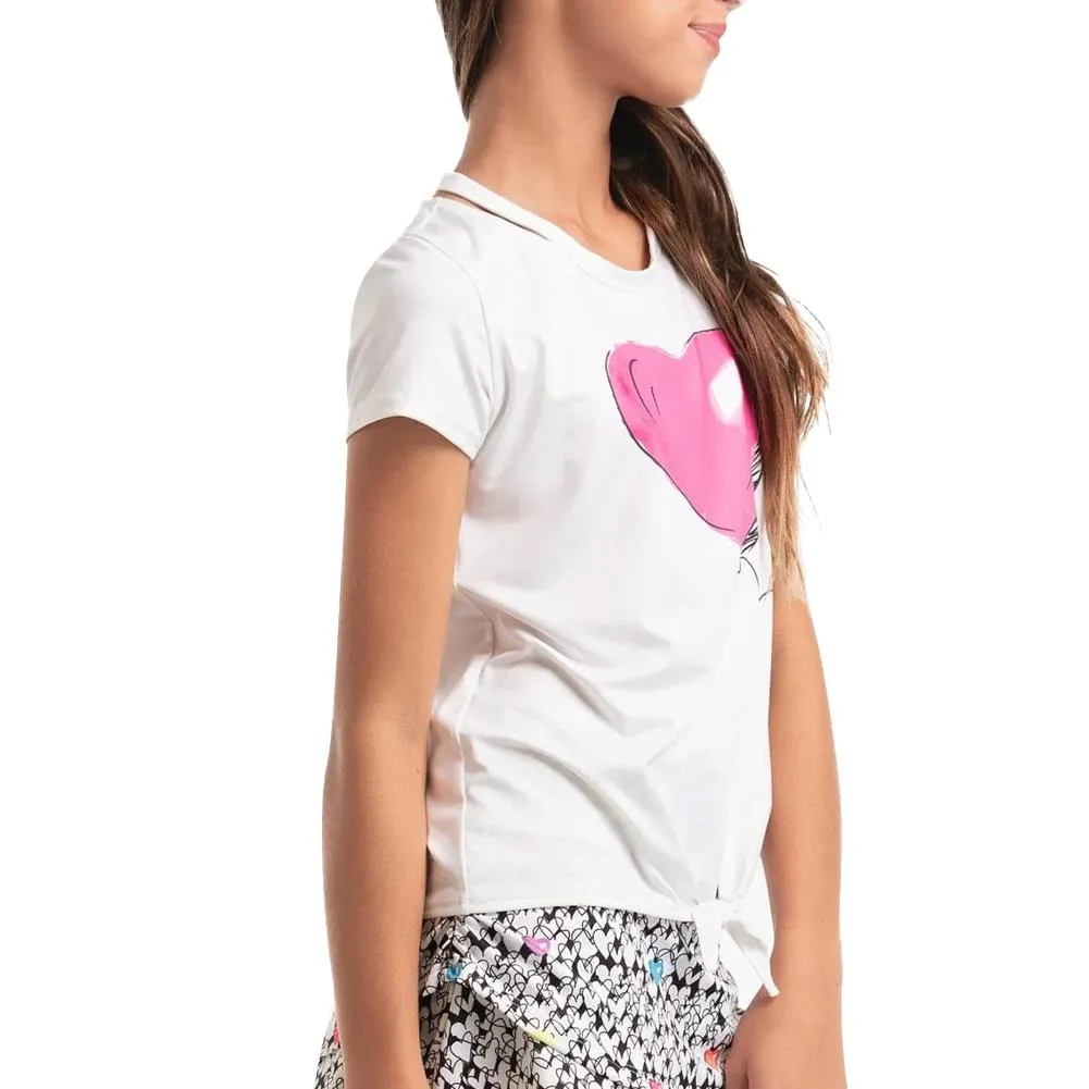 Girl's Lovely Balloon Short Sleeve Tennis Top Multicolor