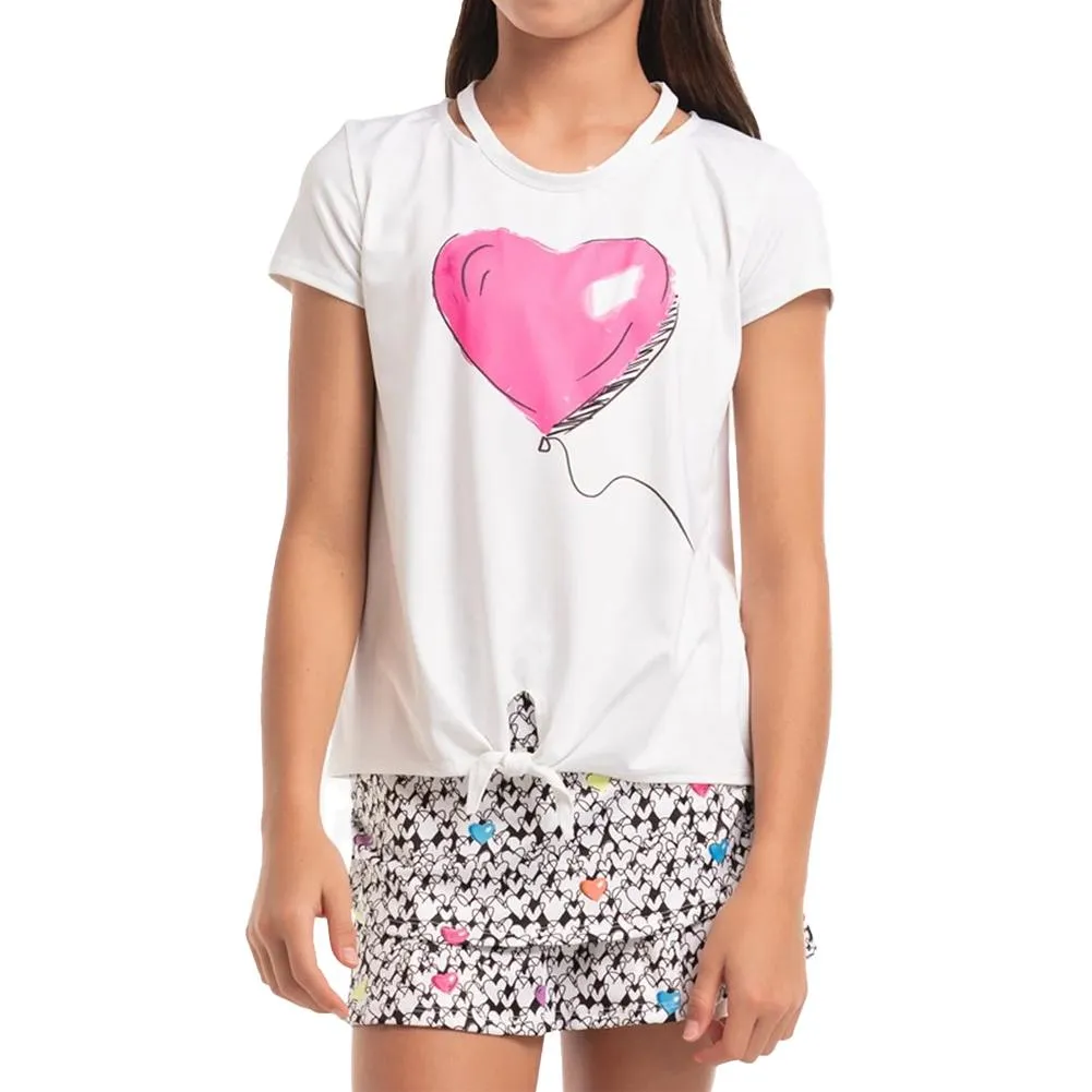 Girl's Lovely Balloon Short Sleeve Tennis Top Multicolor