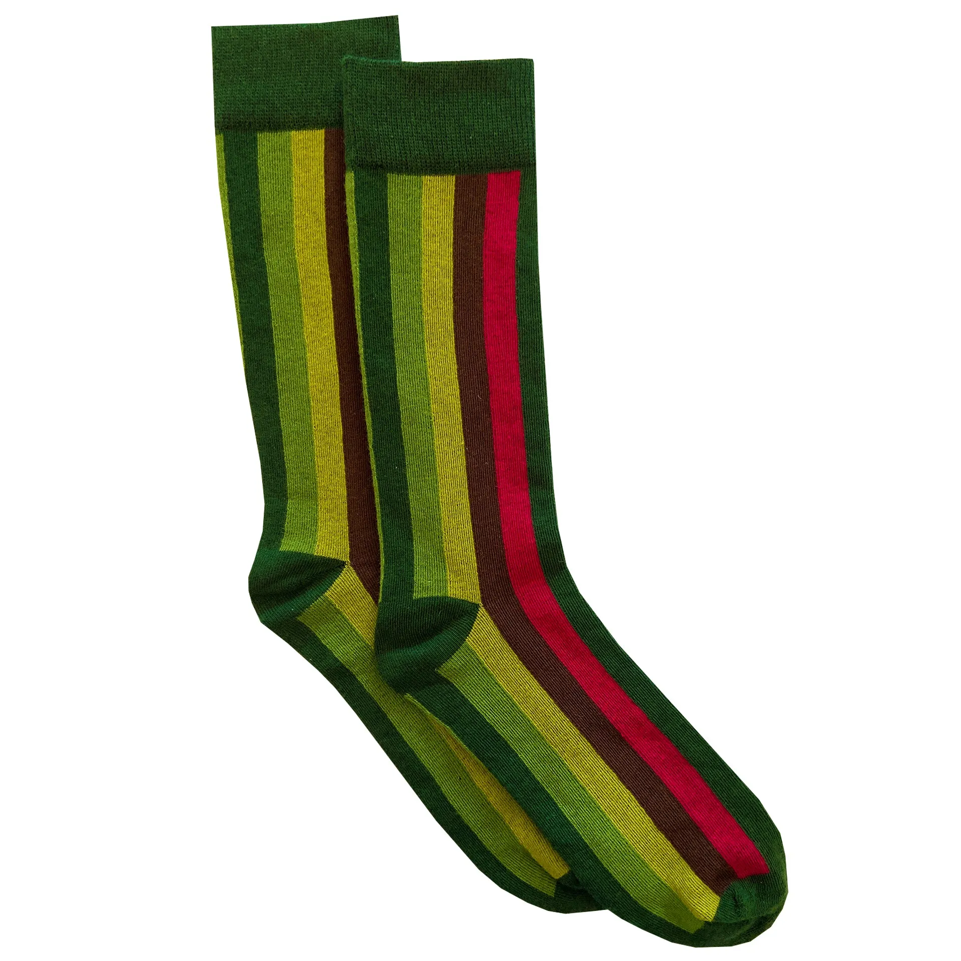 Green & Red Vertical Stripe Sock