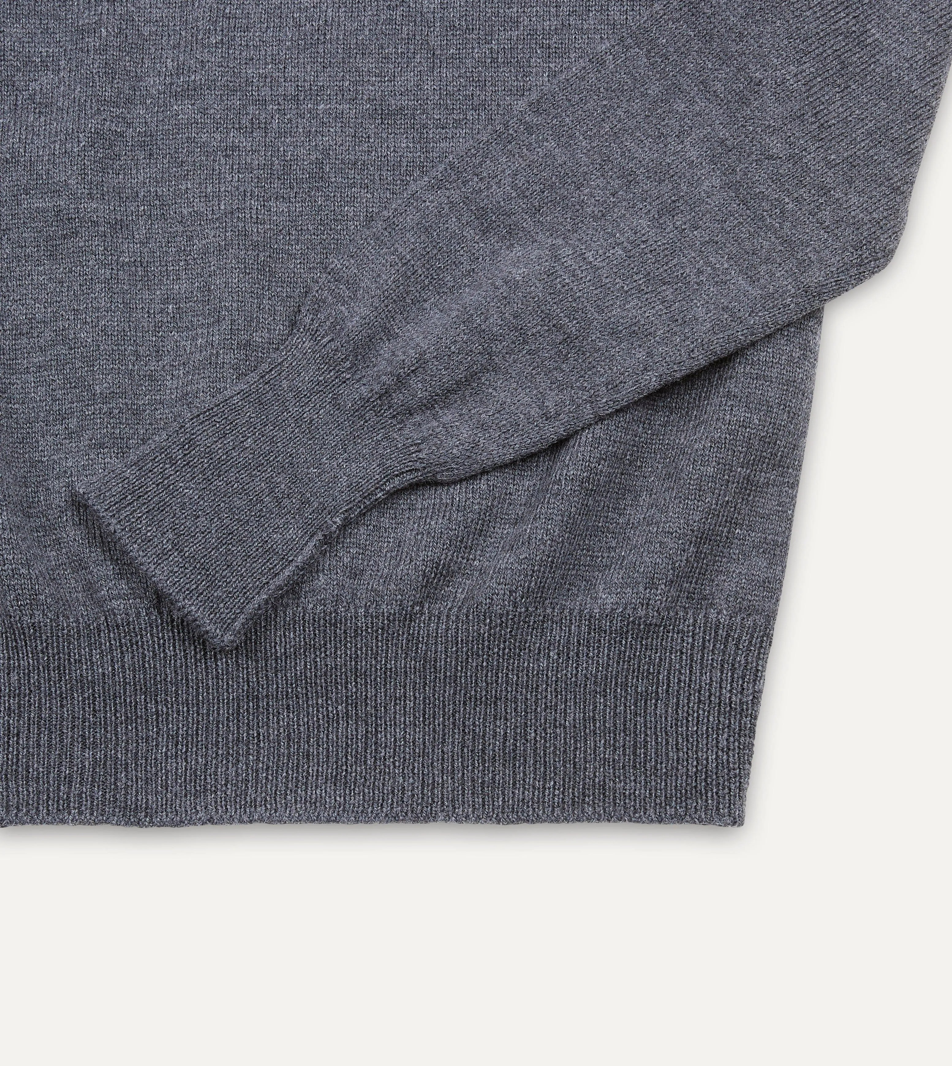 Grey Melange Merino Crew Neck Jumper