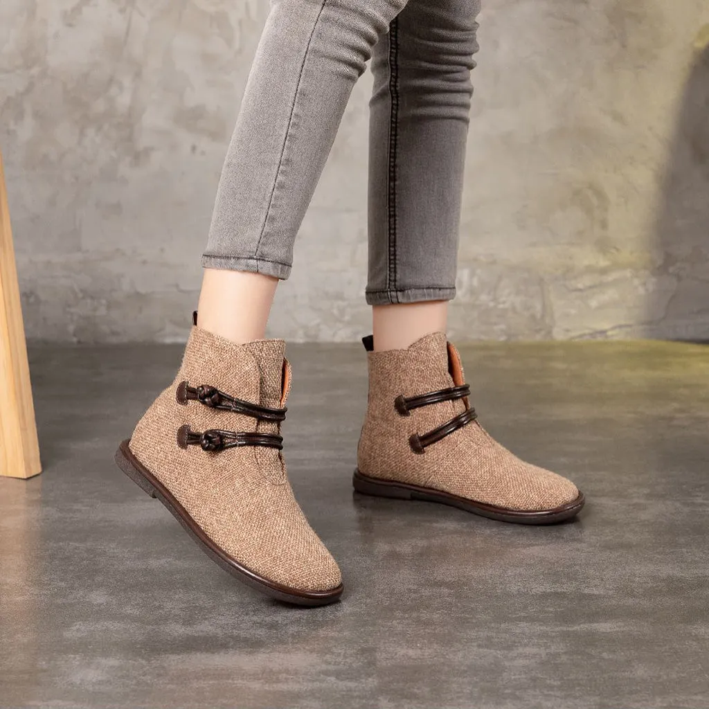 Handmade Cotton Retro Women's Ankle Boots | Gift Shoes