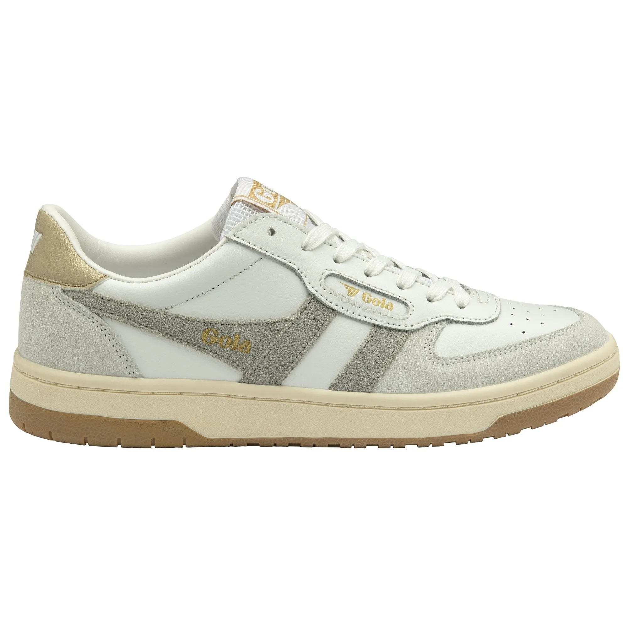 Hawk Sneakers (White/Light Grey/Gold)