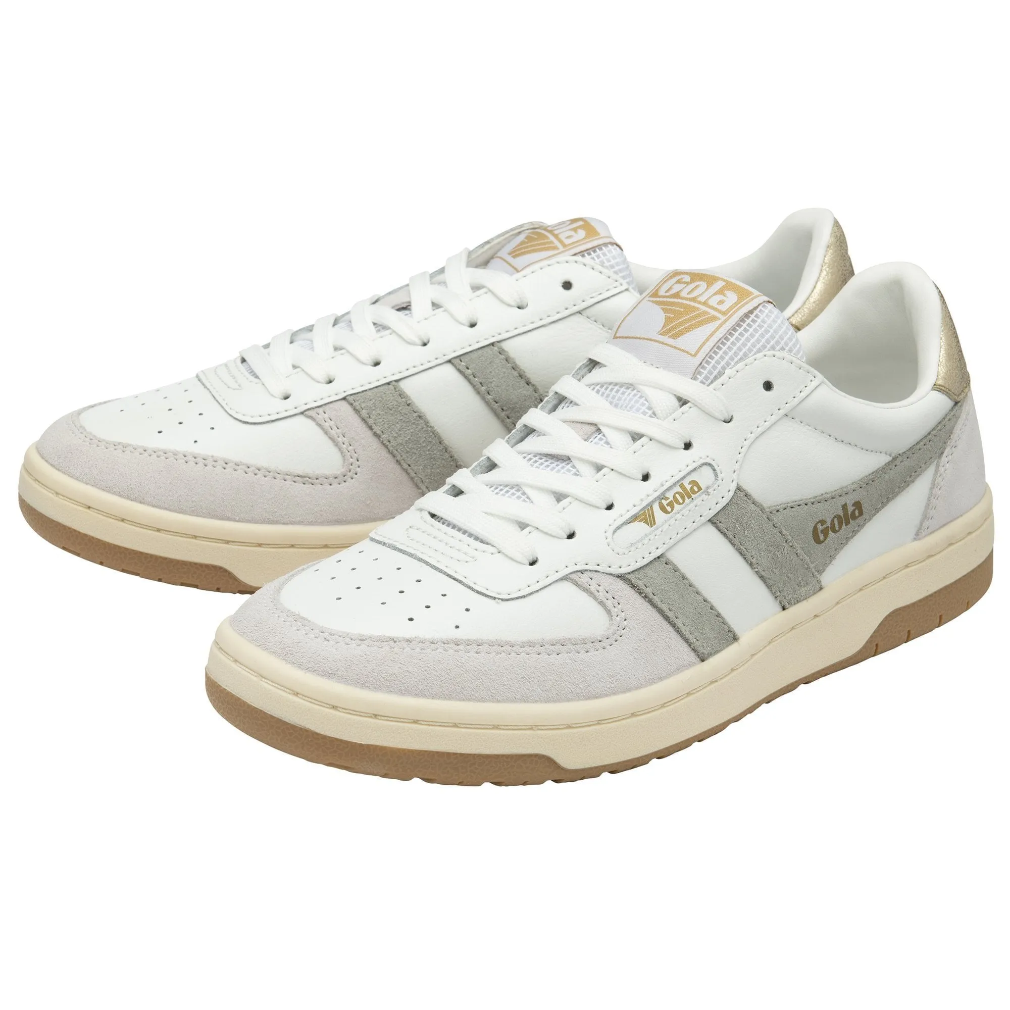 Hawk Sneakers (White/Light Grey/Gold)