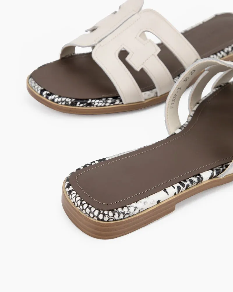 Hollow Out One-line Flat Sandals