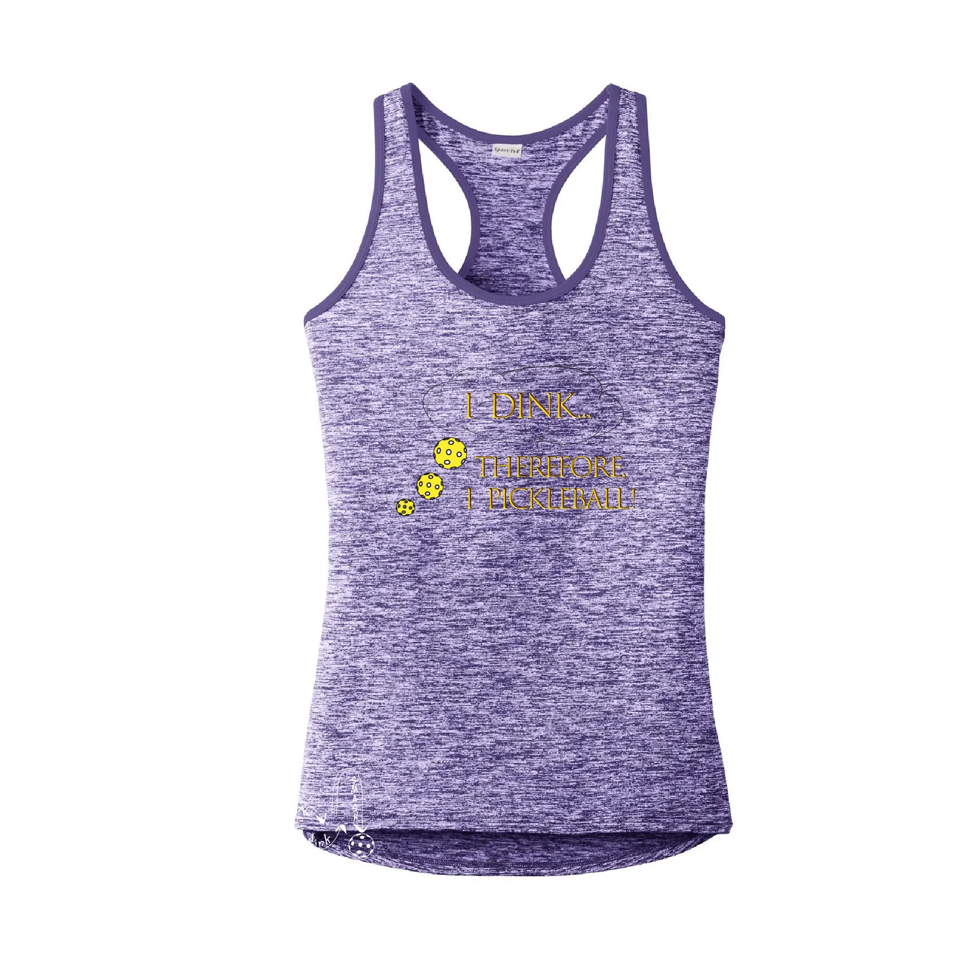 I Dink Therefore I Pickleball | Clearance Women’s Racerback Tank | 100% Polyester