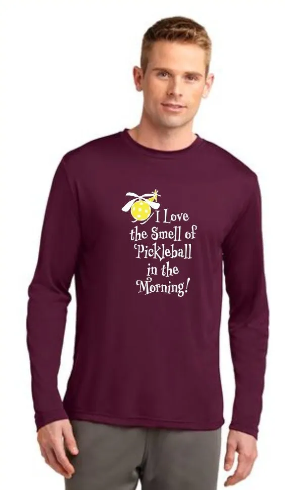 I Love The Smell Of Pickleball In The Morning | Clearance Men’s Long Sleeve Pickleball Shirt | 100% Polyester