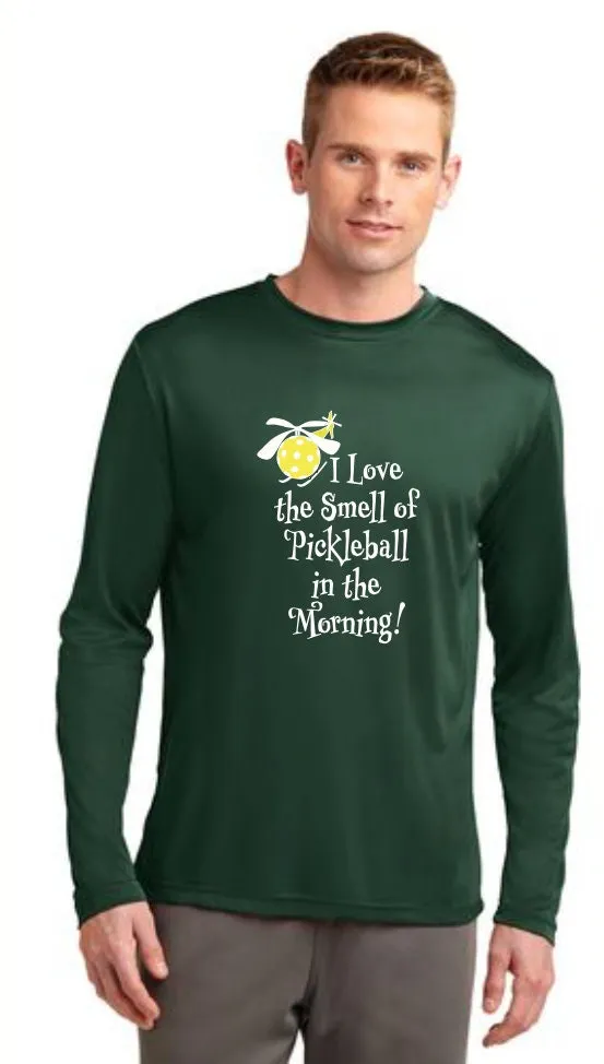 I Love The Smell Of Pickleball In The Morning | Clearance Men’s Long Sleeve Pickleball Shirt | 100% Polyester