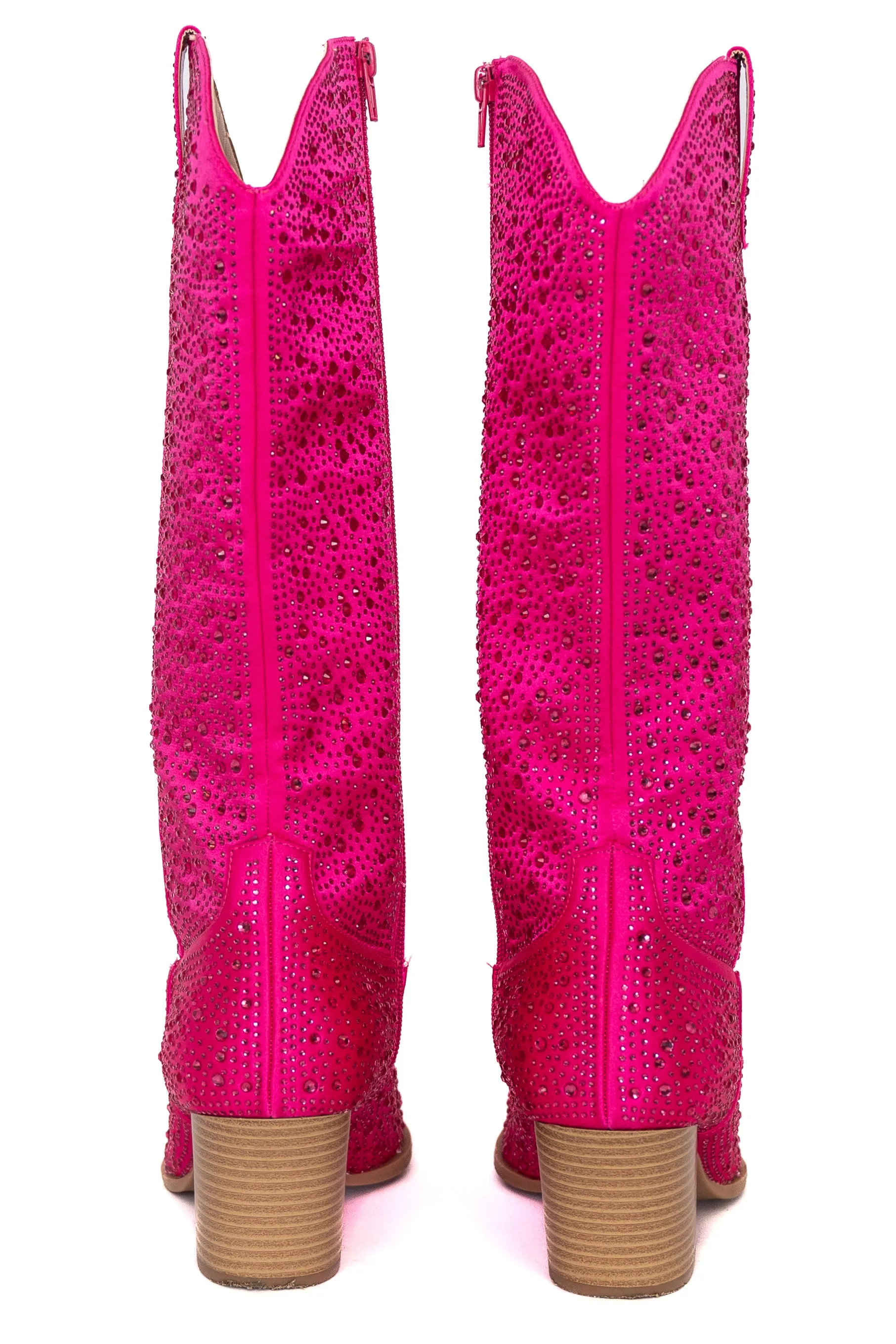 June Fuchsia Rhinestone Boots