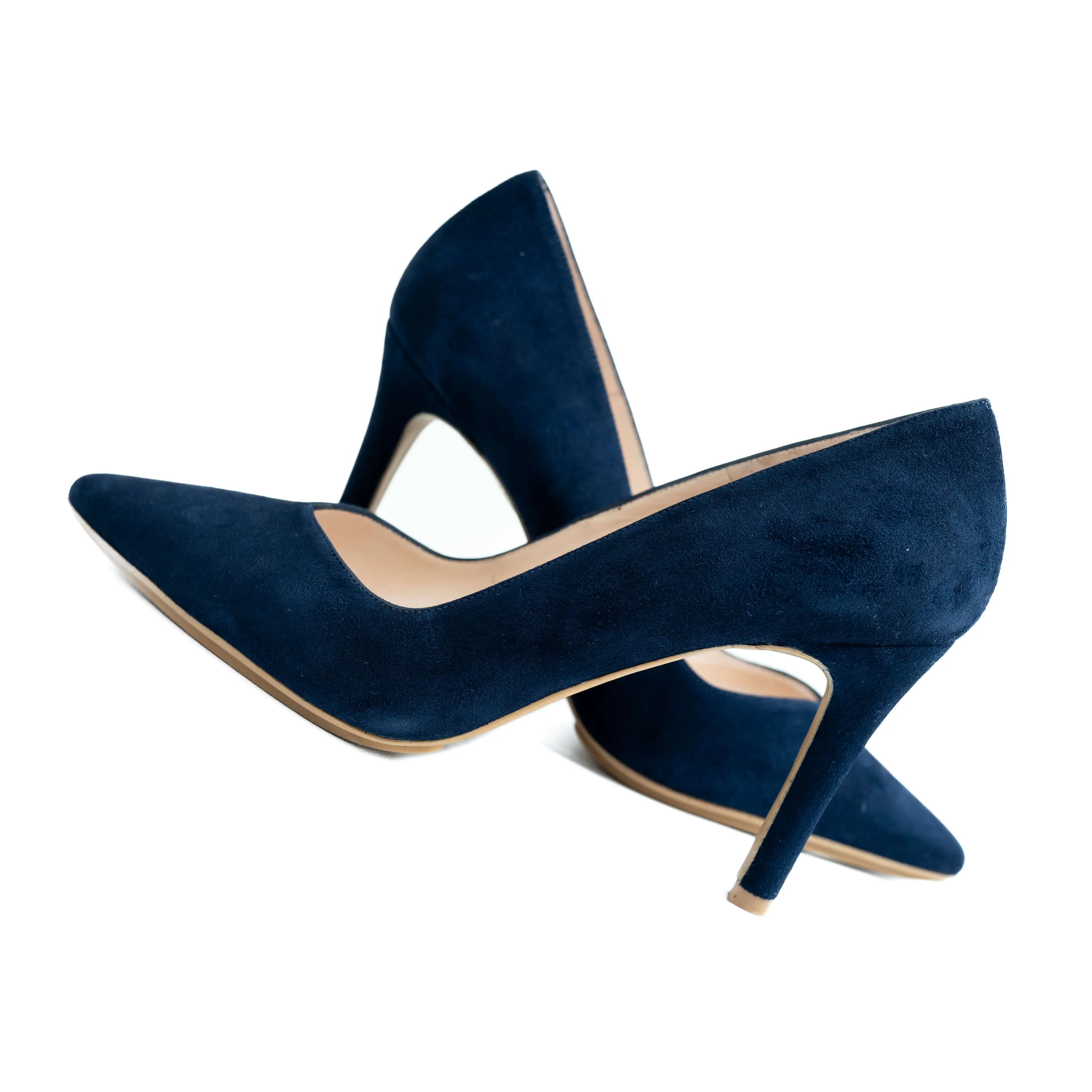 LODI Rabot Navy Suede Court Shoes