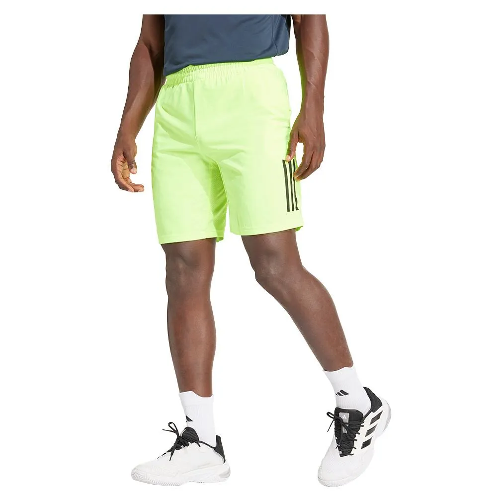 Mens Club 3 Stripe 7 Inch Tennis Short Lucid Lemon