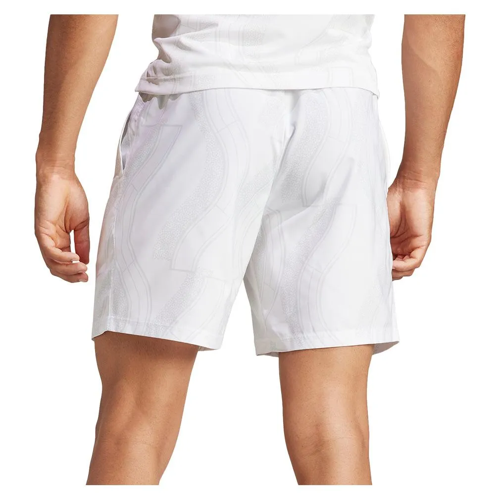 Men`s Club Graphic Tennis Short White and Grey One