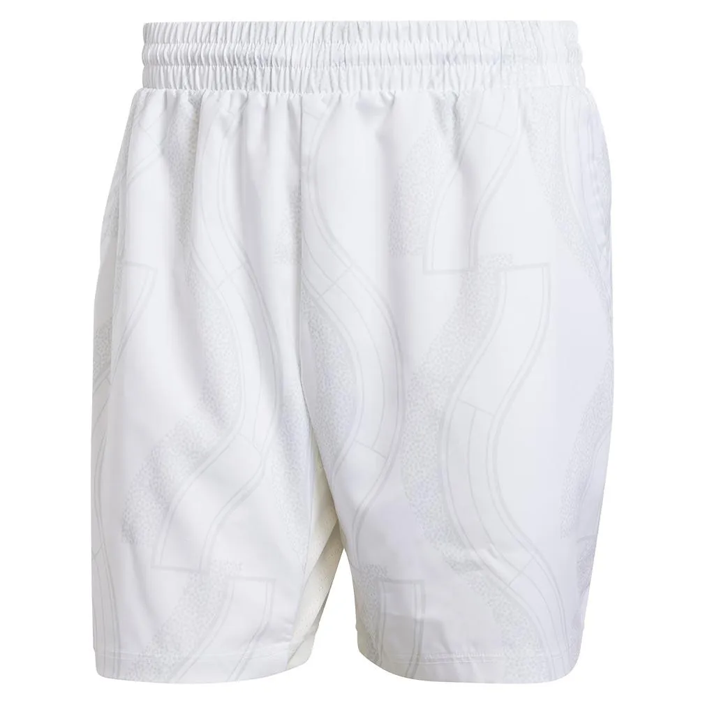 Men`s Club Graphic Tennis Short White and Grey One