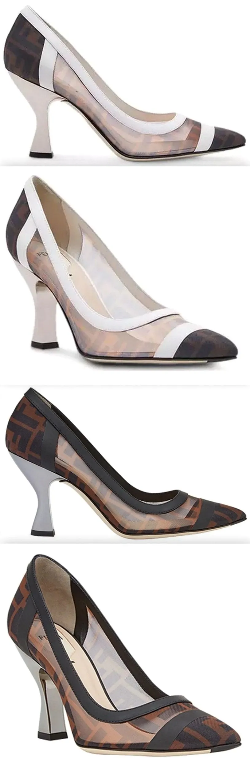 Mesh and Leather Court Shoes - White or Black