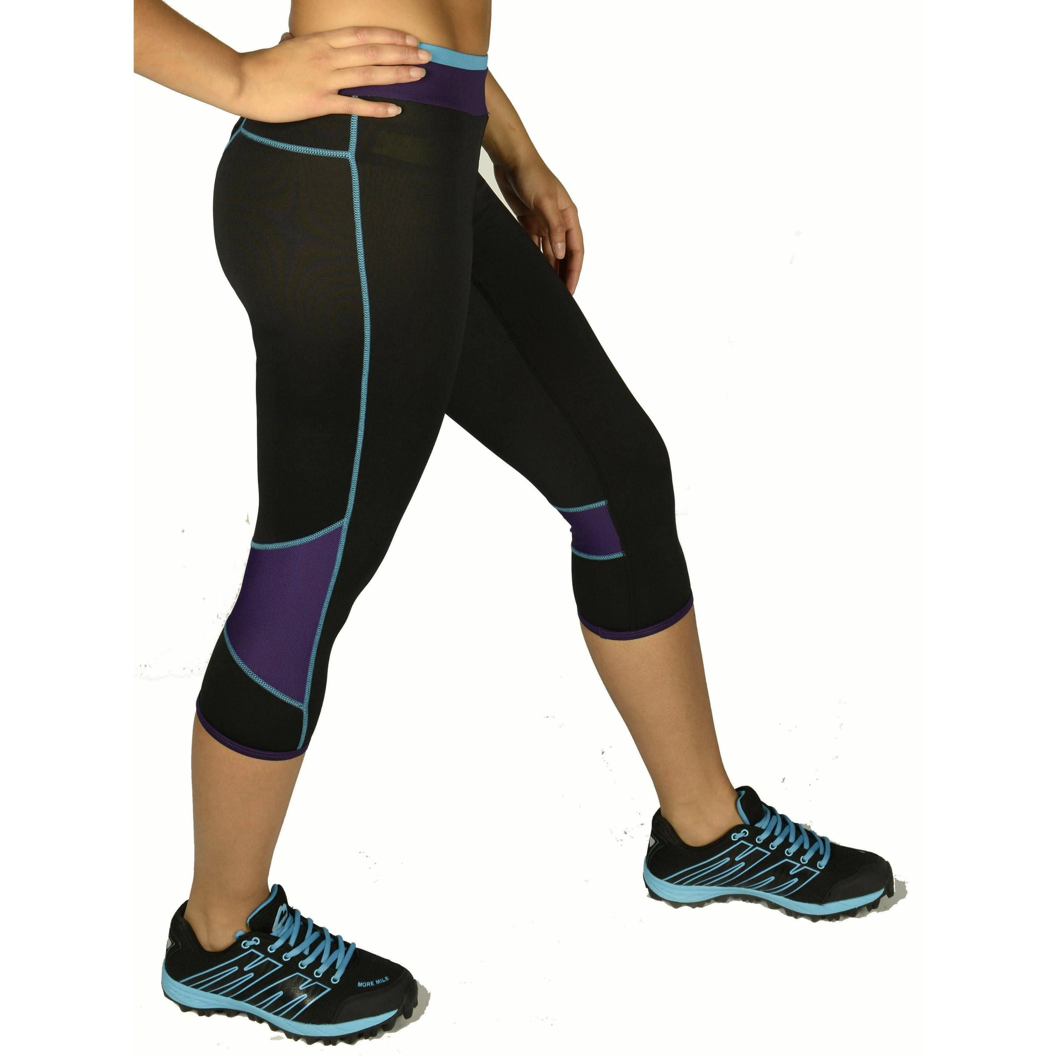 More Mile Prime Womens 3/4 Capri Running Tights - Black