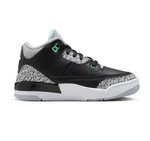 Nike Kids' Air Jordan 3 Retro Shoes - Black / Green Glow / Wolf Grey / White