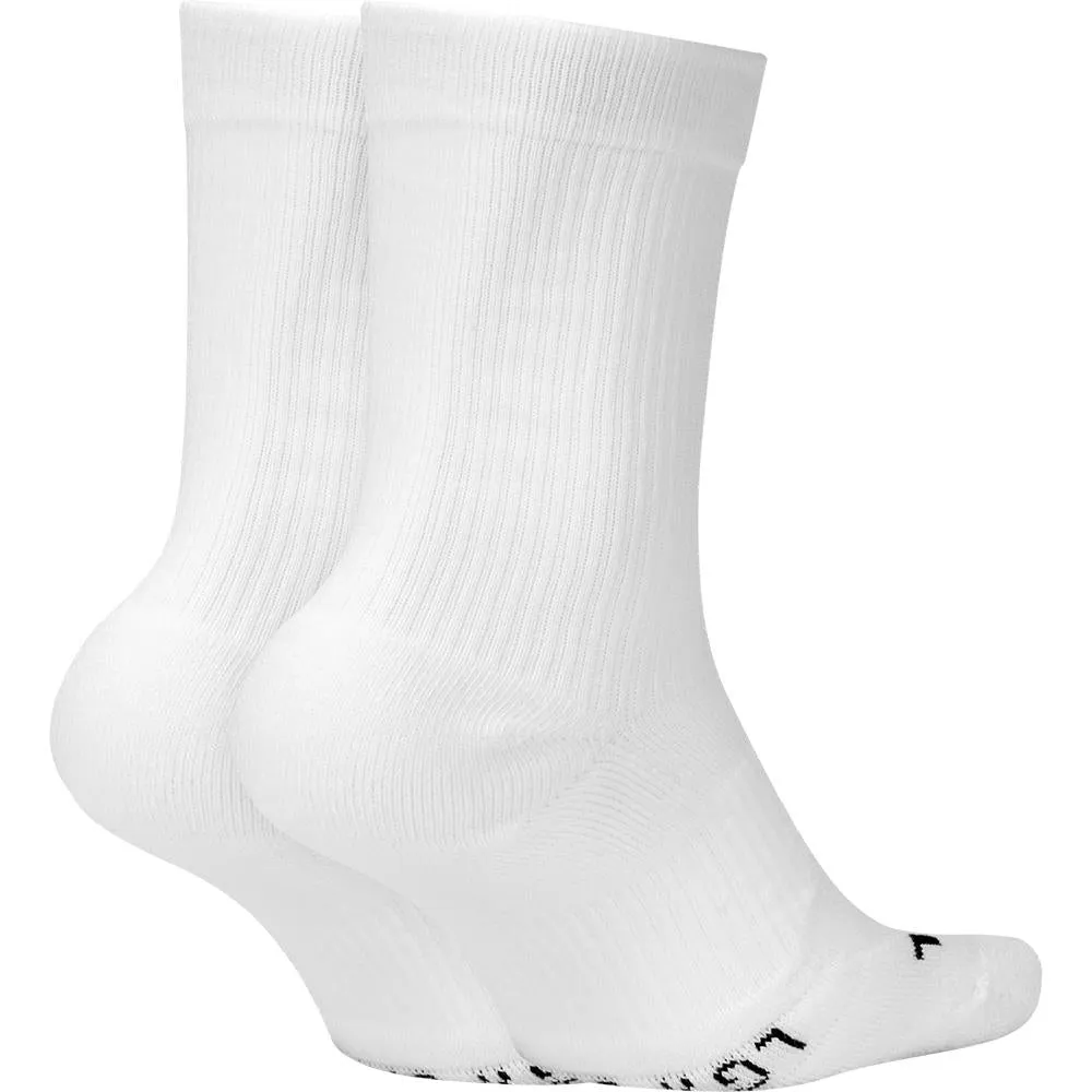 Nike Multiplier Cushioned Crew 2 Pack Socks - White